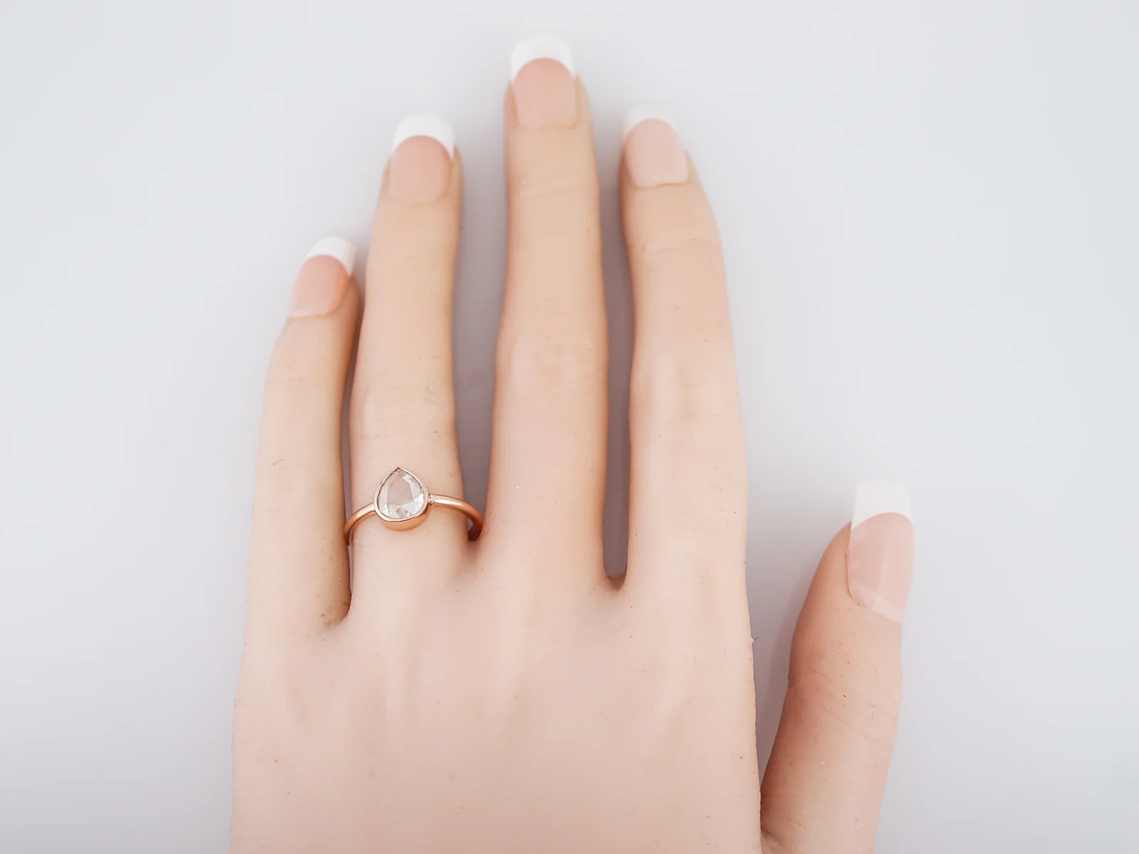 Custom Right Hand Ring Modern 1.27 Rose Cut Diamond in 14k Rose Gold - Image 6