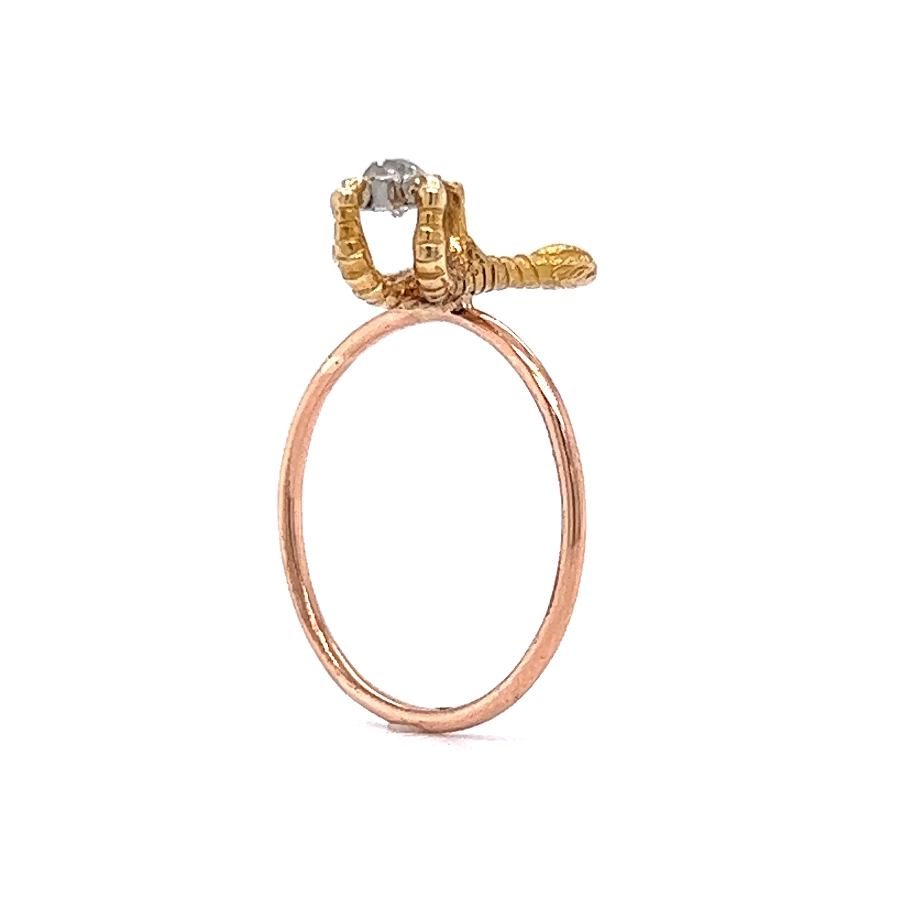 Vintage Victorian Diamond Claw Ring in 14k Yellow & Rose Gold - Image 5
