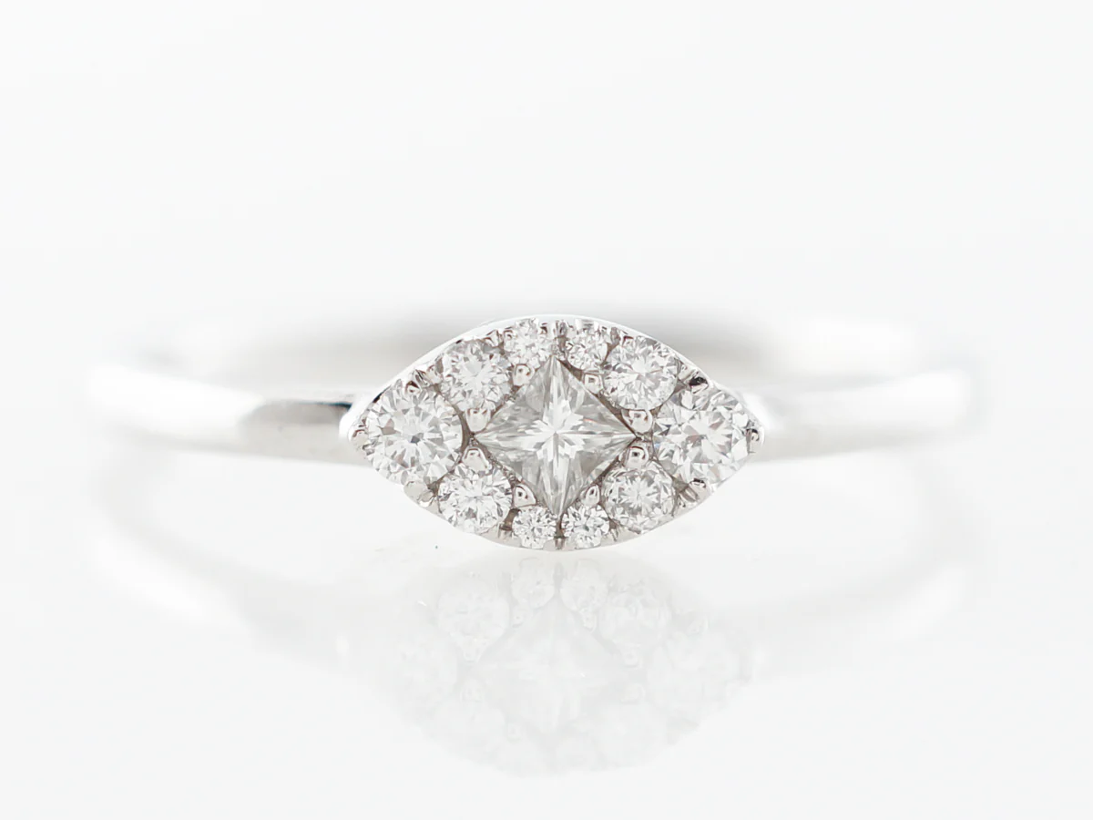 Dainty Diamond Cluster Ring in 18k White Gold