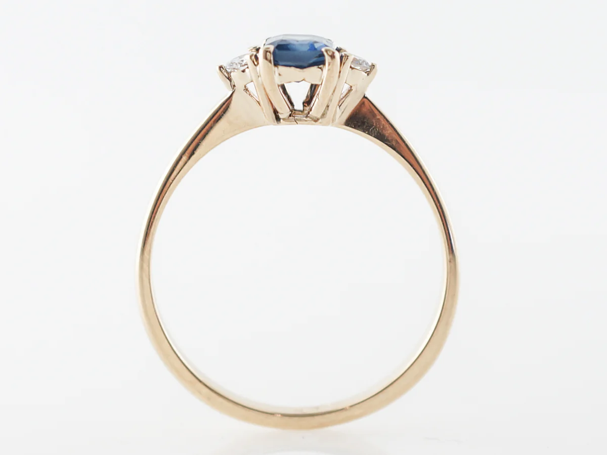 Dainty Sapphire & Diamond Engagement Ring in Yellow Gold - Image 4
