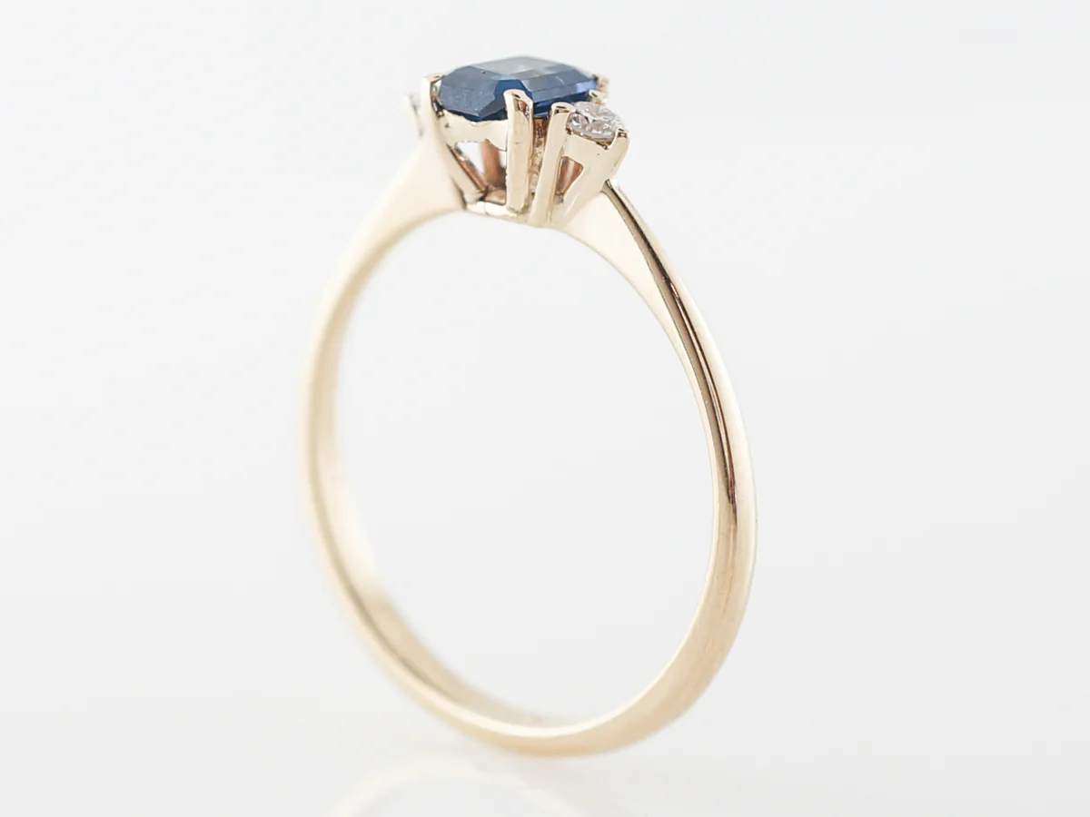 Dainty Sapphire & Diamond Engagement Ring in Yellow Gold - Image 5