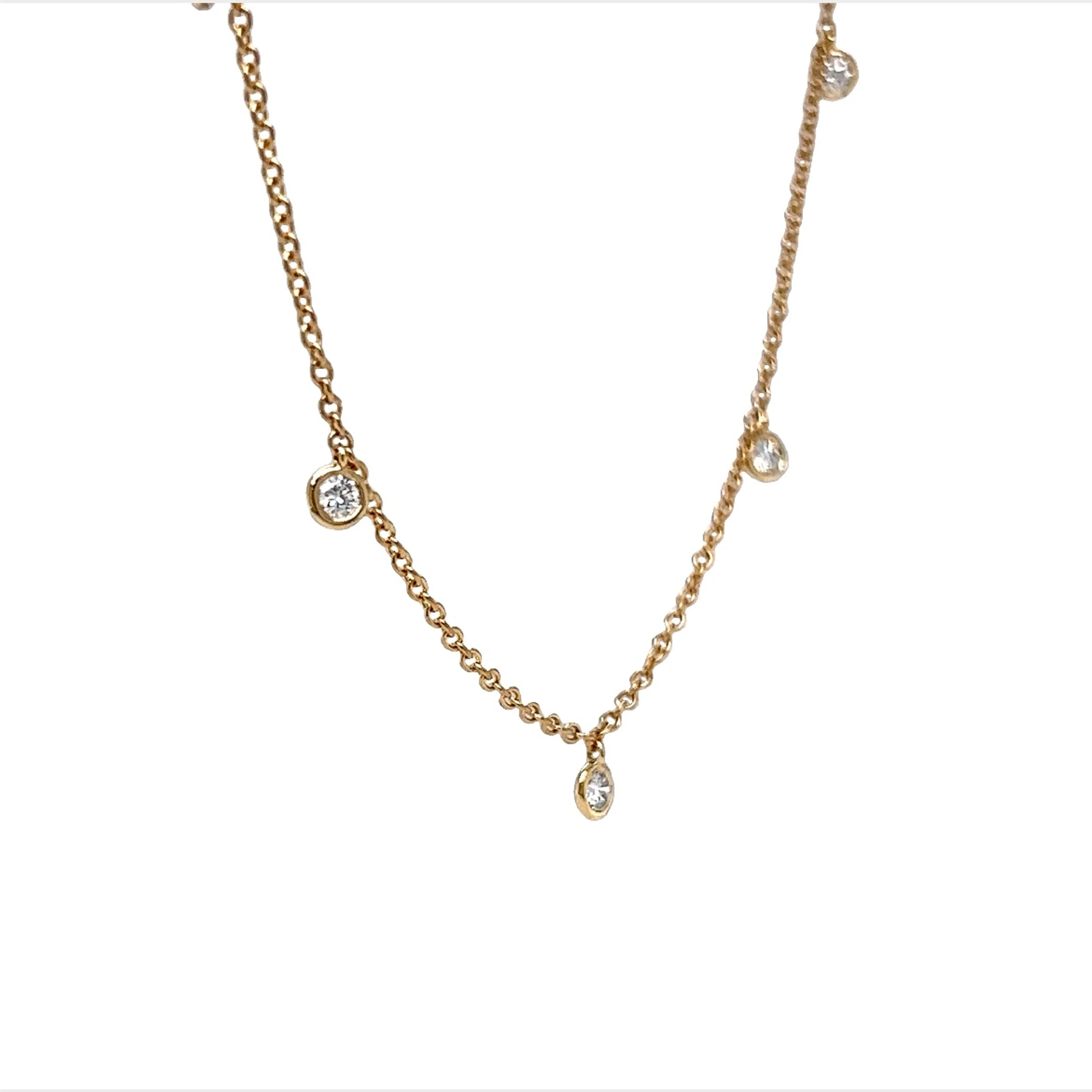 Dangle Bezel Set Diamond Necklace in 14k Yellow Gold - Image 3