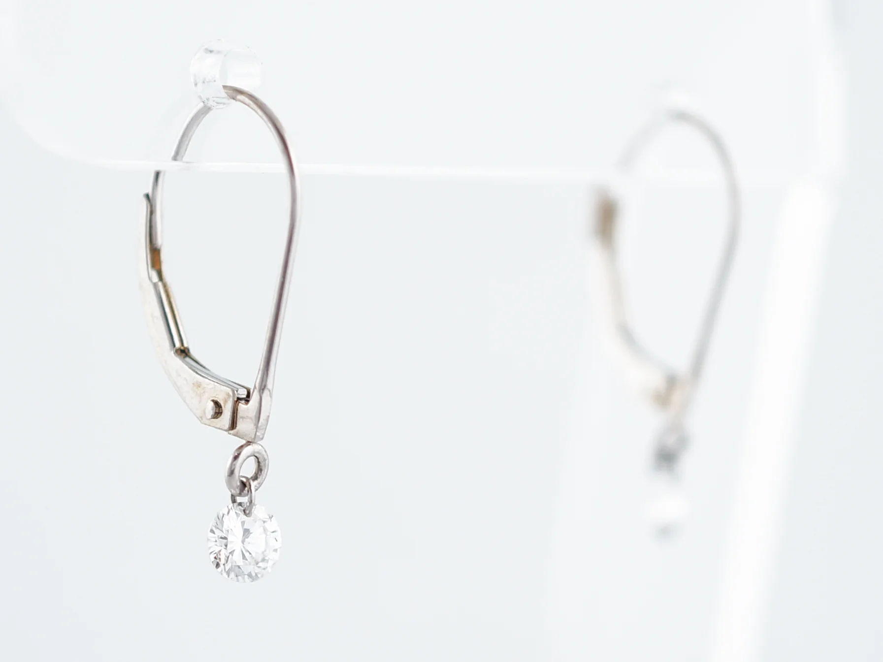 Dangle Drop Earrings Modern .40 Round Brilliant Cut Diamonds in 14K White Gold - Image 2