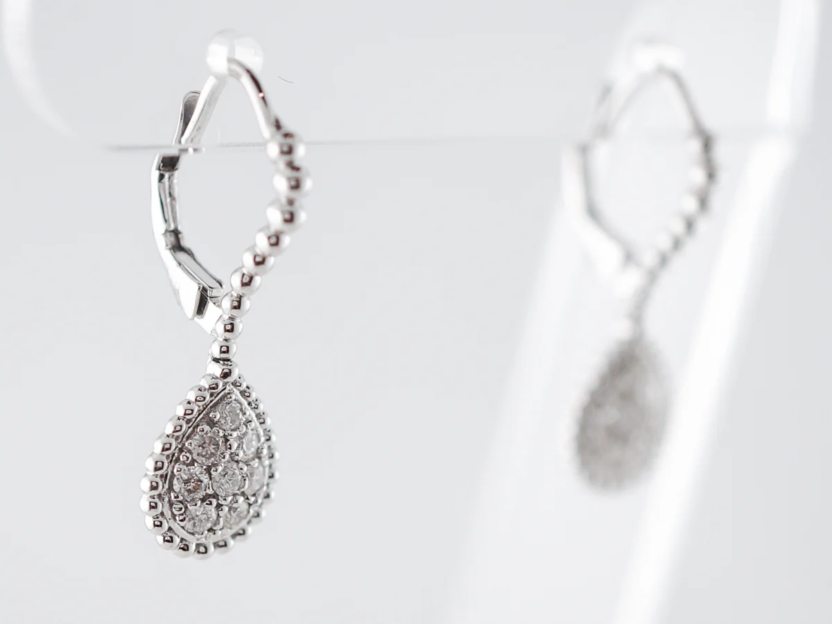 Dangle Drop Earrings Modern .43 Round Brilliant Cut Diamonds in 14k White Gold - Image 3