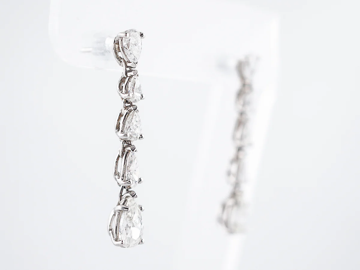 Dangle Drop Earrings Mid-Century 4.92 Pear Cut Diamonds in Platinum - Image 2