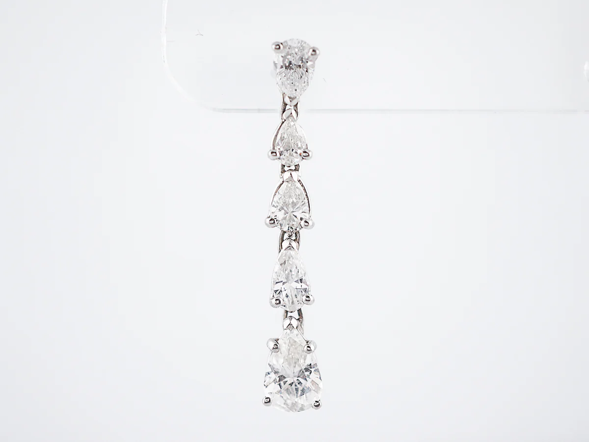 Dangle Drop Earrings Mid-Century 4.92 Pear Cut Diamonds in Platinum - Image 3