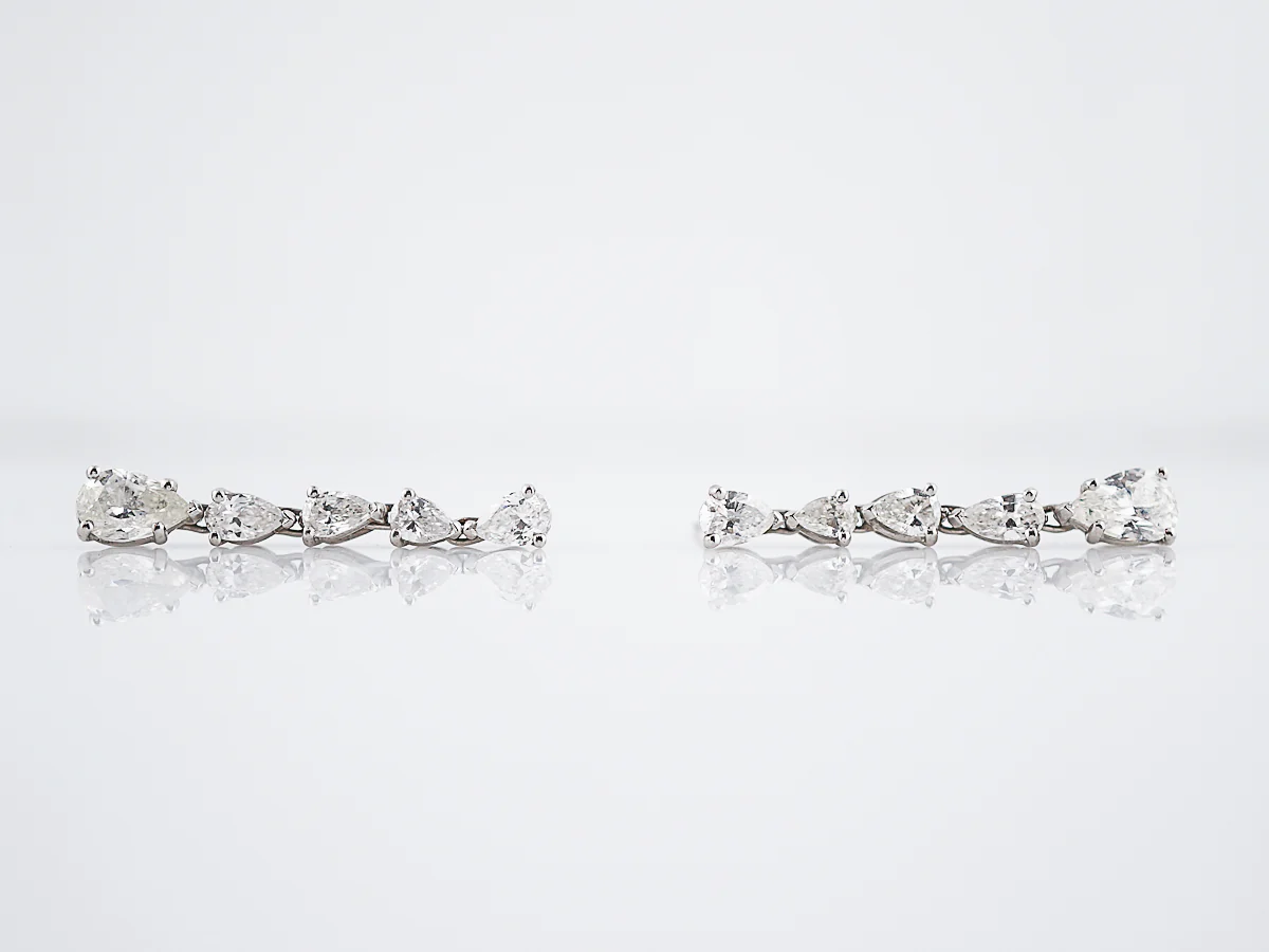 Dangle Drop Earrings Mid-Century 4.92 Pear Cut Diamonds in Platinum - Image 4