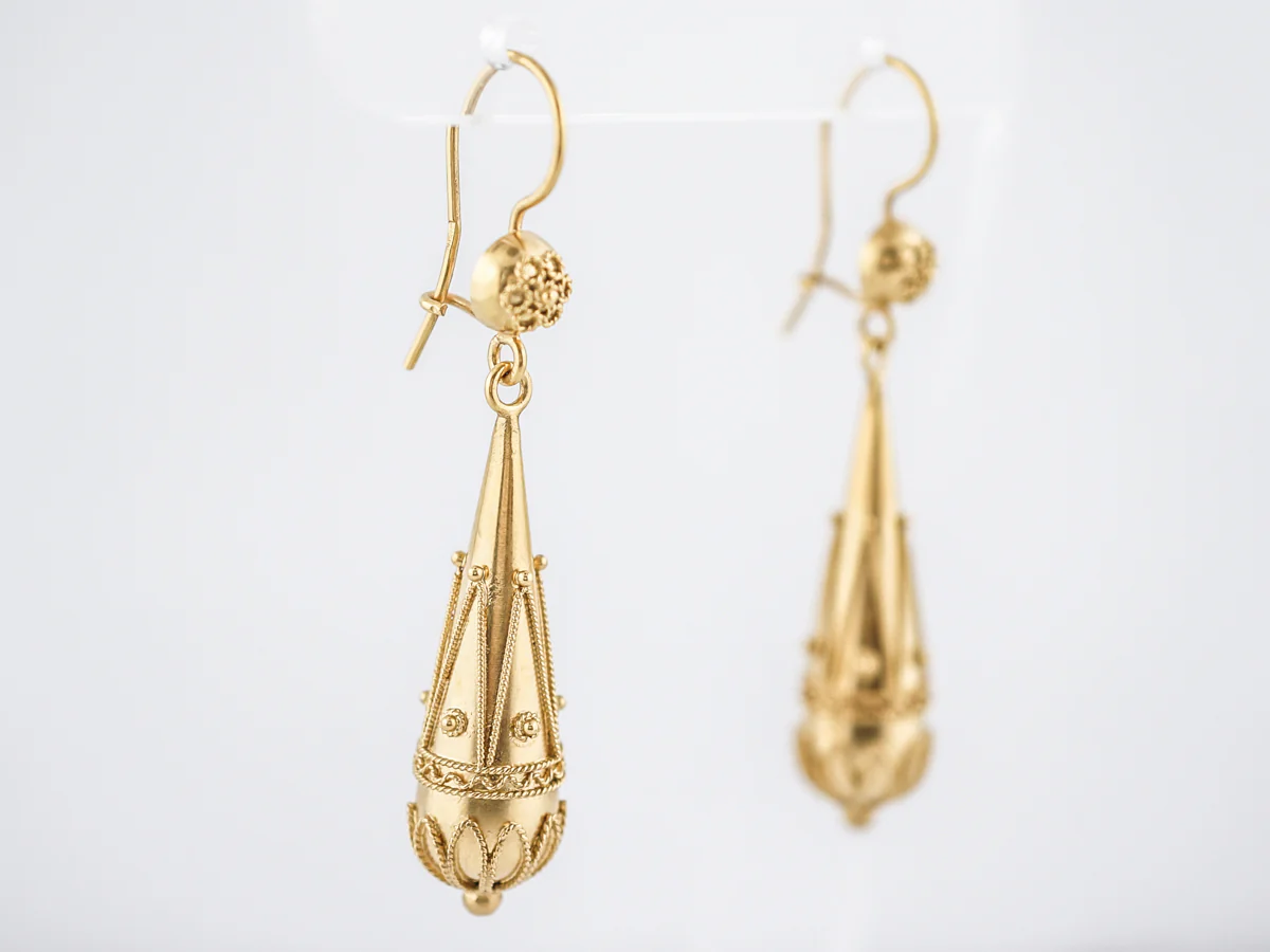 Dangle Drop Earrings Modern in 15k Yellow Gold - Image 2