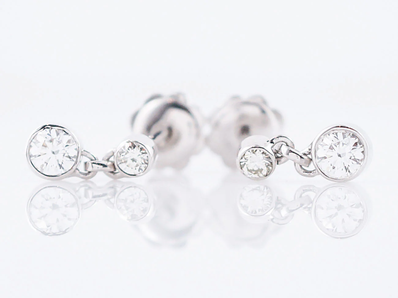 Dangle Earrings Modern .50 Round Brilliant Cut Diamonds in 14k White Gold - Image 4