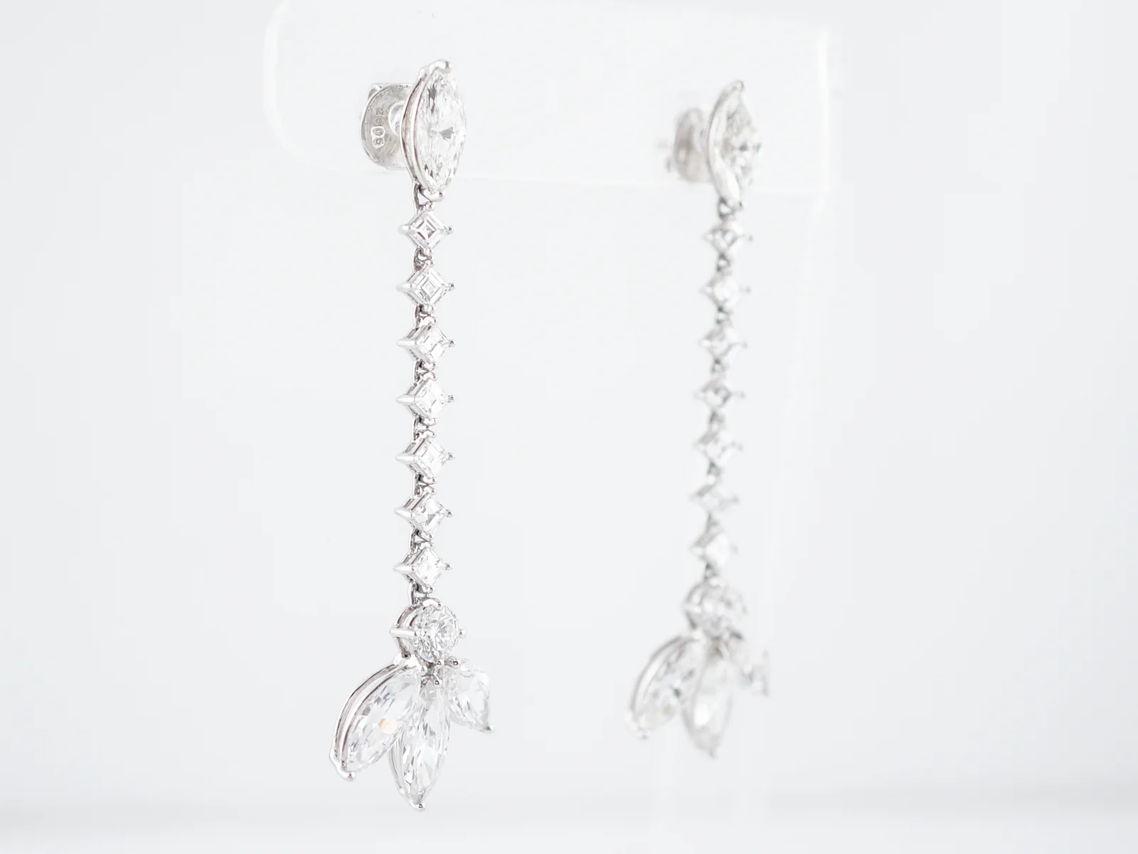 Dangle Earrings Modern 8.05 Round Brilliant, Square & Marquise Cut Diamond in Platinum - Image 2