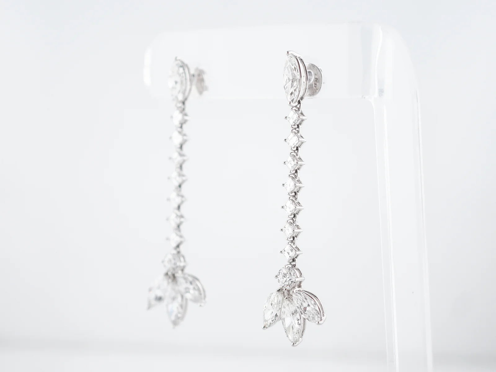 Dangle Earrings Modern 8.05 Round Brilliant, Square & Marquise Cut Diamond in Platinum - Image 3