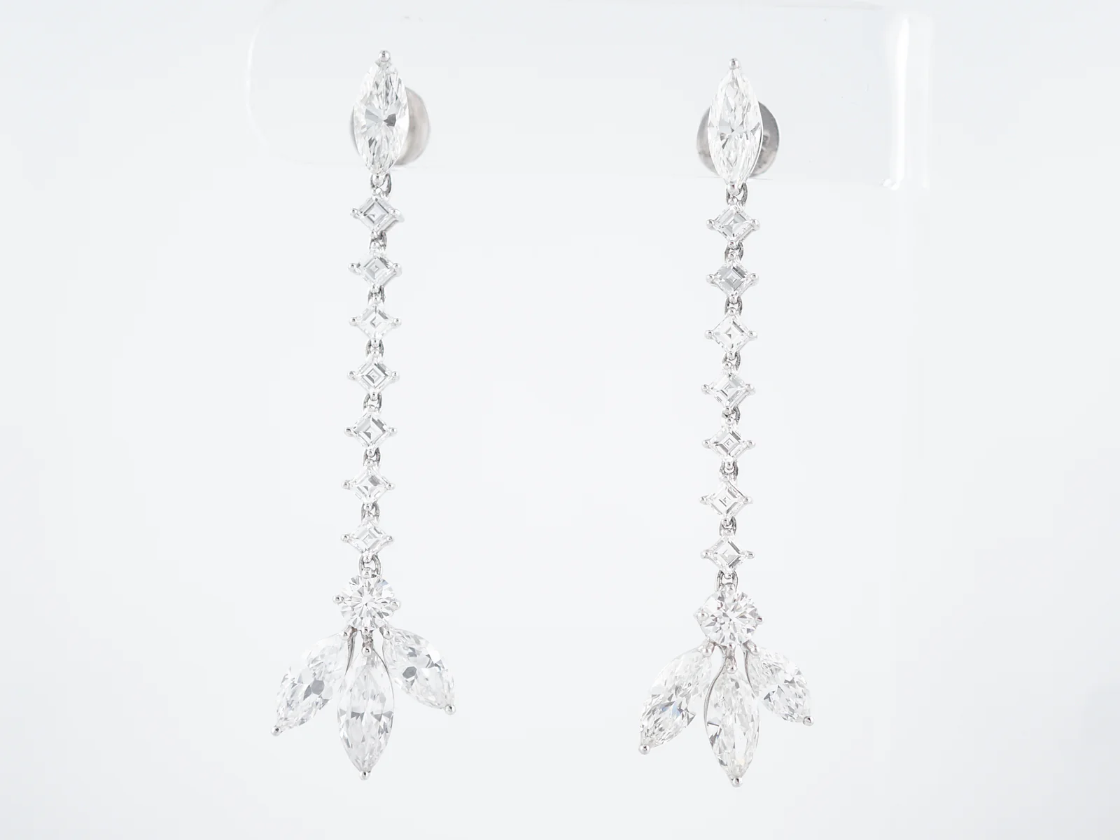 Dangle Earrings Modern 8.05 Round Brilliant, Square & Marquise Cut Diamond in Platinum - Image 2
