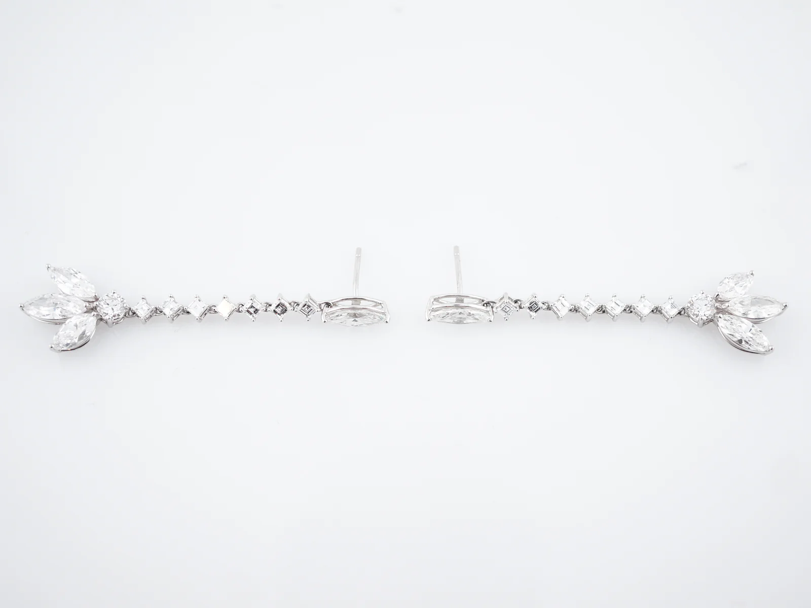 Dangle Earrings Modern 8.05 Round Brilliant, Square & Marquise Cut Diamond in Platinum - Image 6