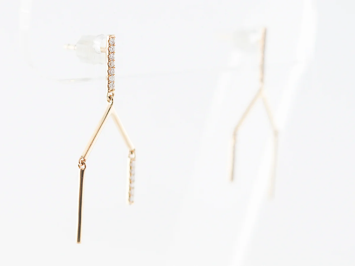 Dangle Earrings Round Brilliant Cut Diamonds in 18k Yellow Gold - Image 2