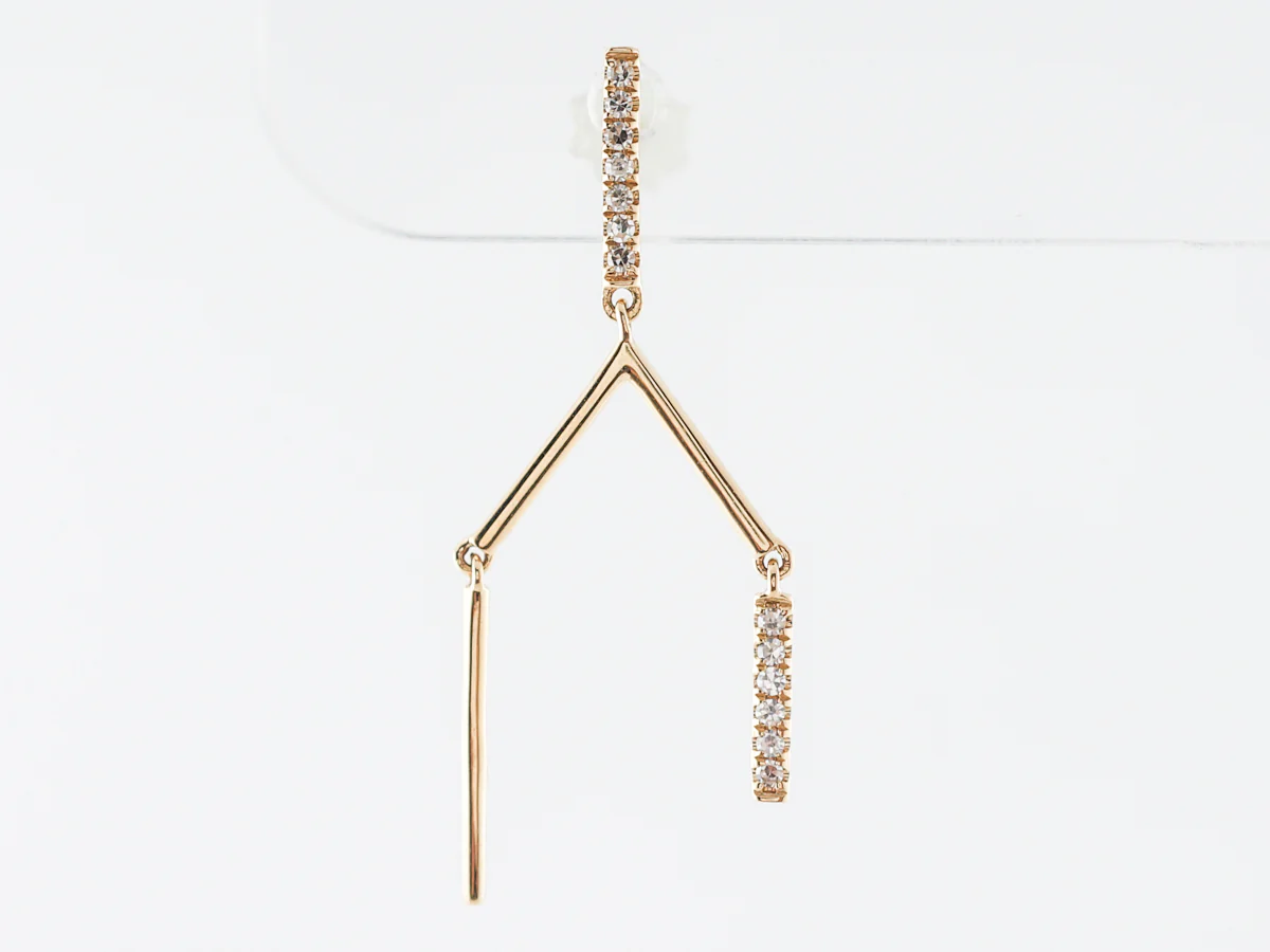 Dangle Earrings Round Brilliant Cut Diamonds in 18k Yellow Gold - Image 3