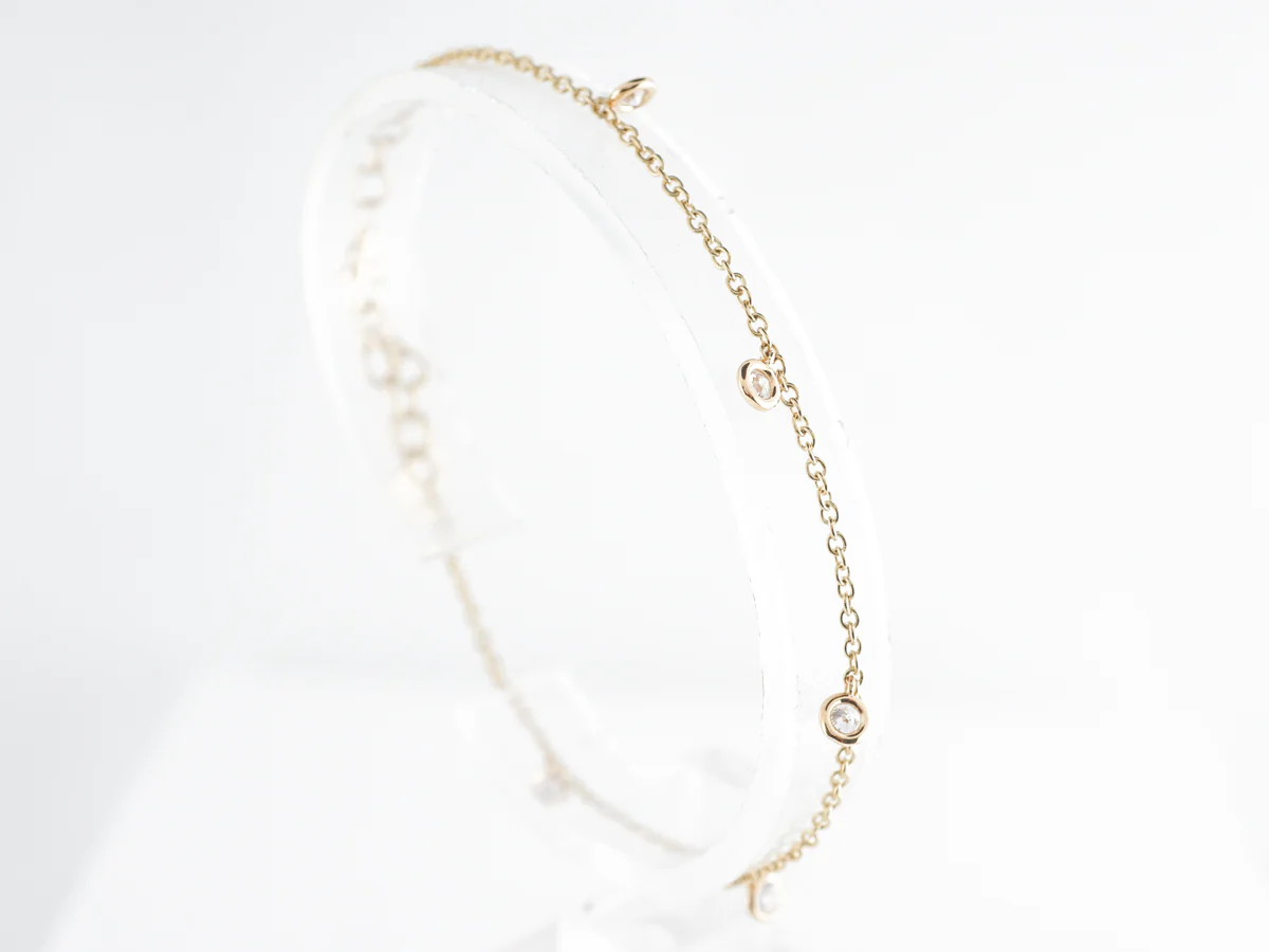 Dangly Bezel Diamond Bracelet in 18k Yellow Gold - Image 3