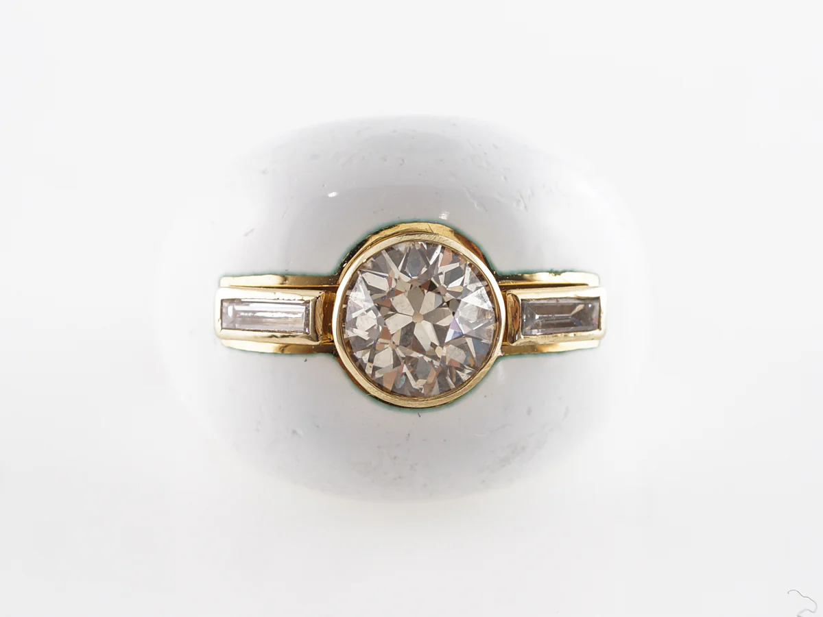 David Webb White Enamel & Diamond Ring in 18K White Gold