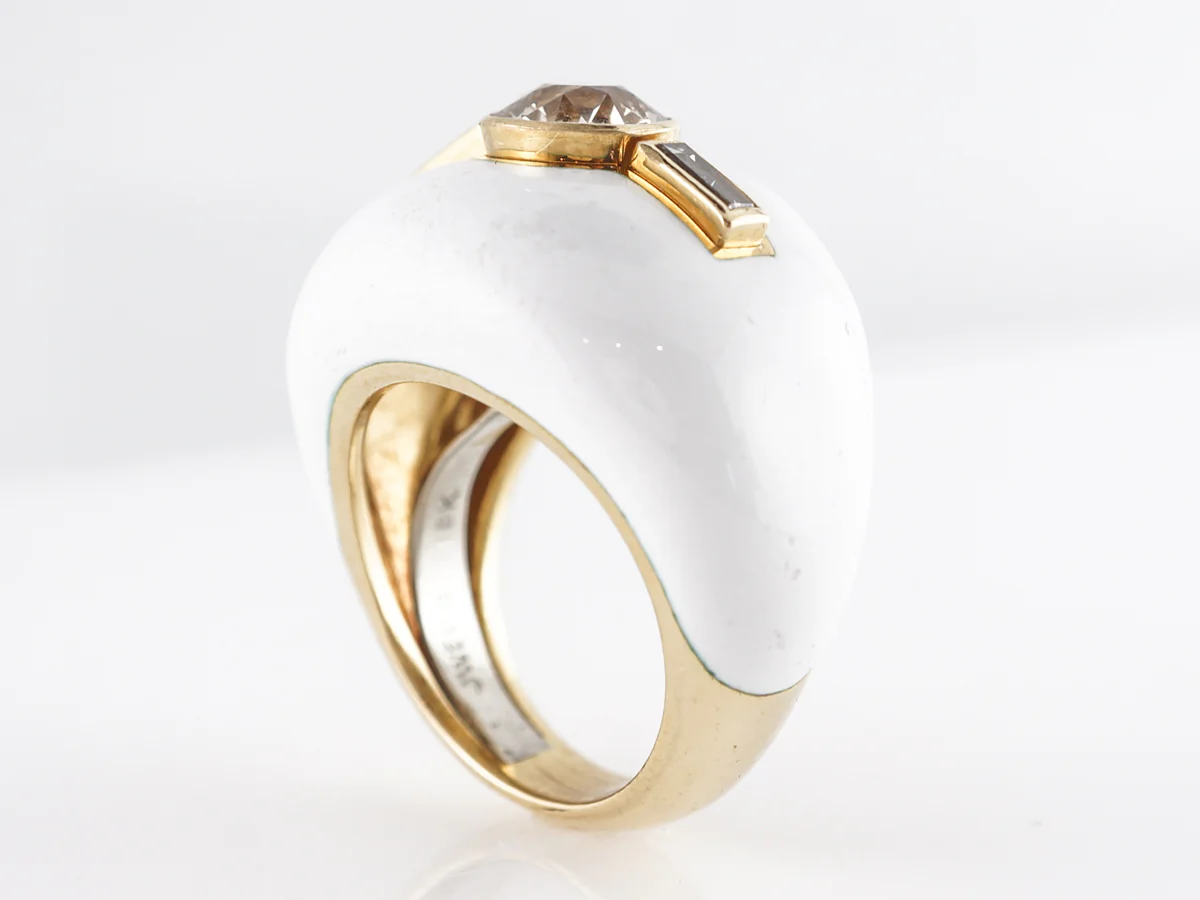 David Webb White Enamel & Diamond Ring in 18K White Gold - Image 4