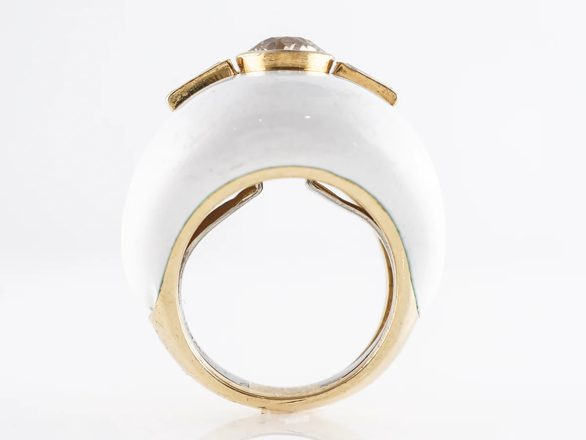 David Webb White Enamel & Diamond Ring in 18K White Gold - Image 5