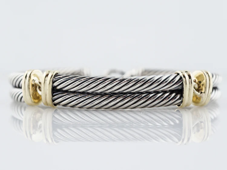 Yurman Bangle Cuff Bracelet in Sterling Silver & 14k Yellow Gold