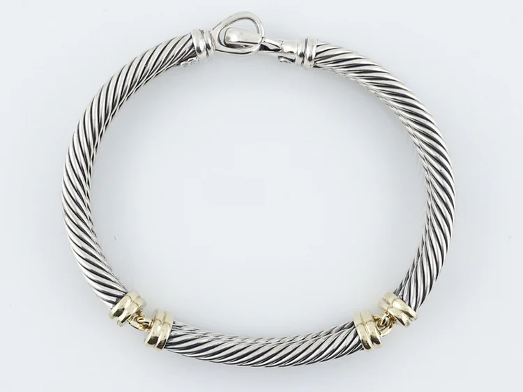 Yurman Bangle Cuff Bracelet in Sterling Silver & 14k Yellow Gold - Image 3