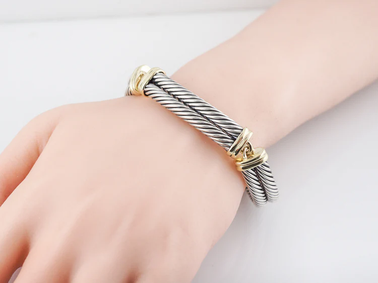 Yurman Bangle Cuff Bracelet in Sterling Silver & 14k Yellow Gold - Image 6