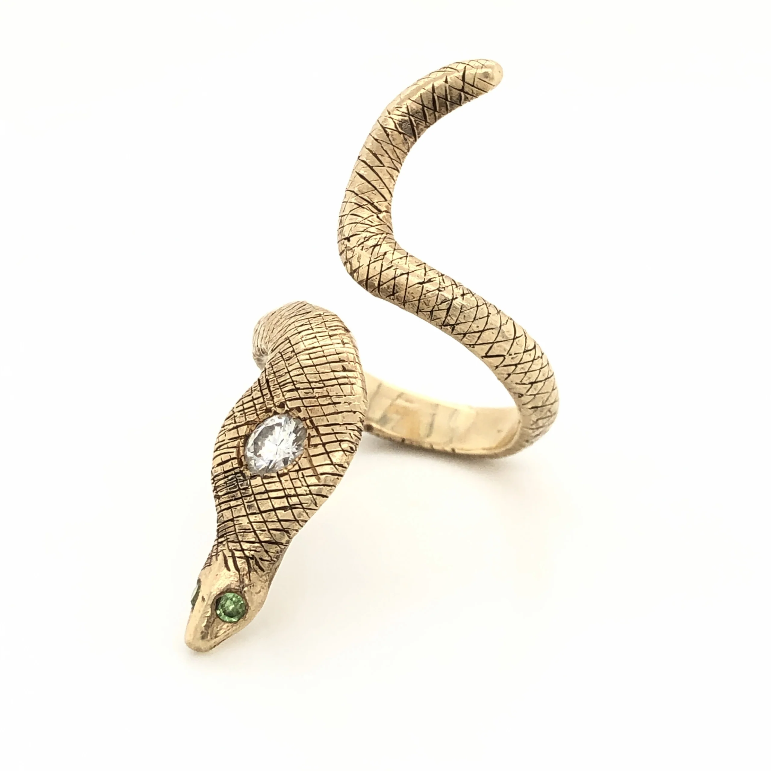 Dean Cobra Snake Ring w/ Diamond in 14k Yellow Gold - Image 2