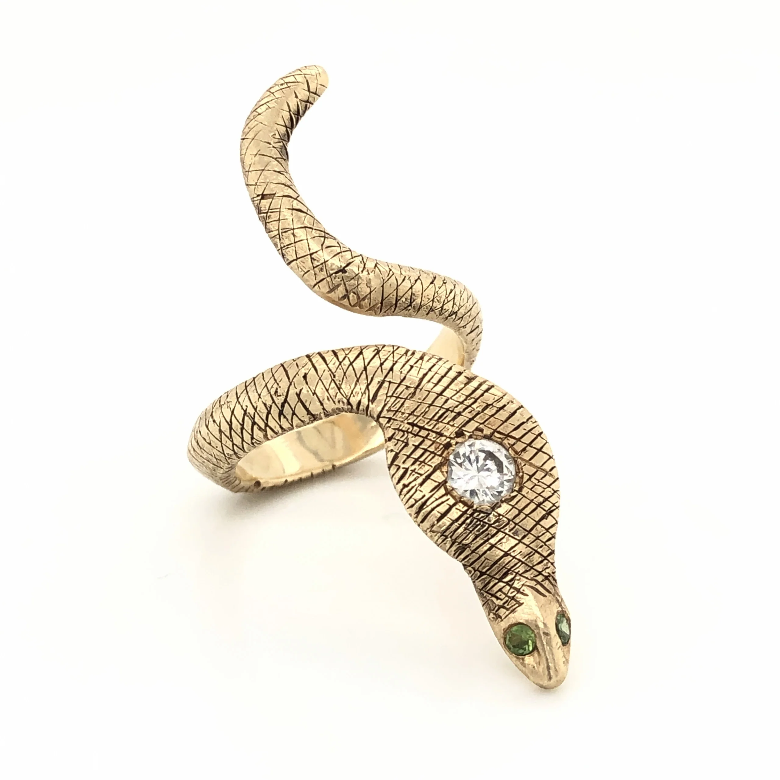 Dean Cobra Snake Ring w/ Diamond in 14k Yellow Gold - Image 3