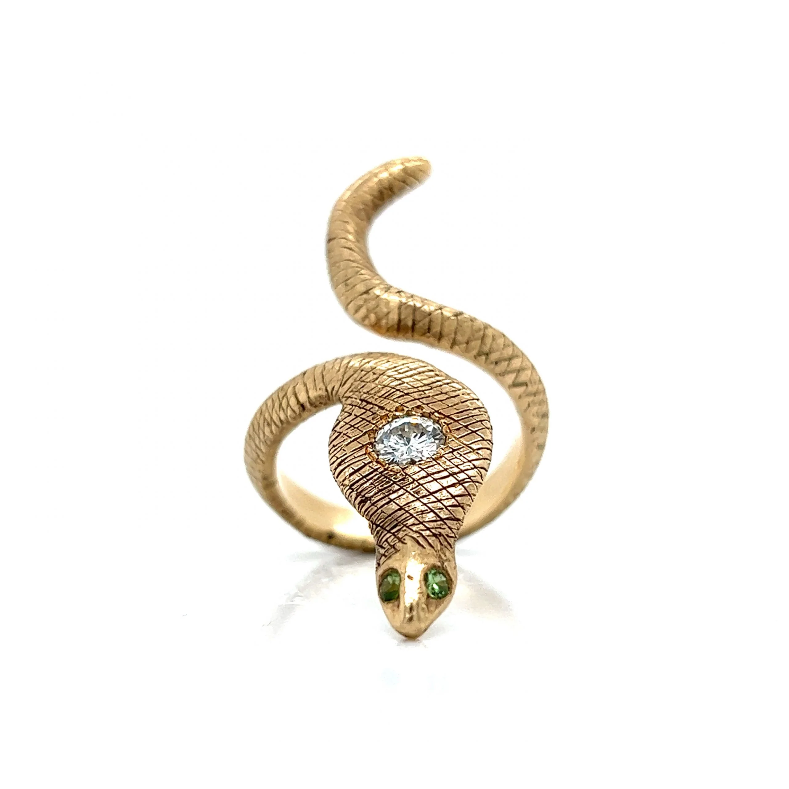 Dean Diamond Cobra Snake Ring in 14k Yellow Gold - Image 2