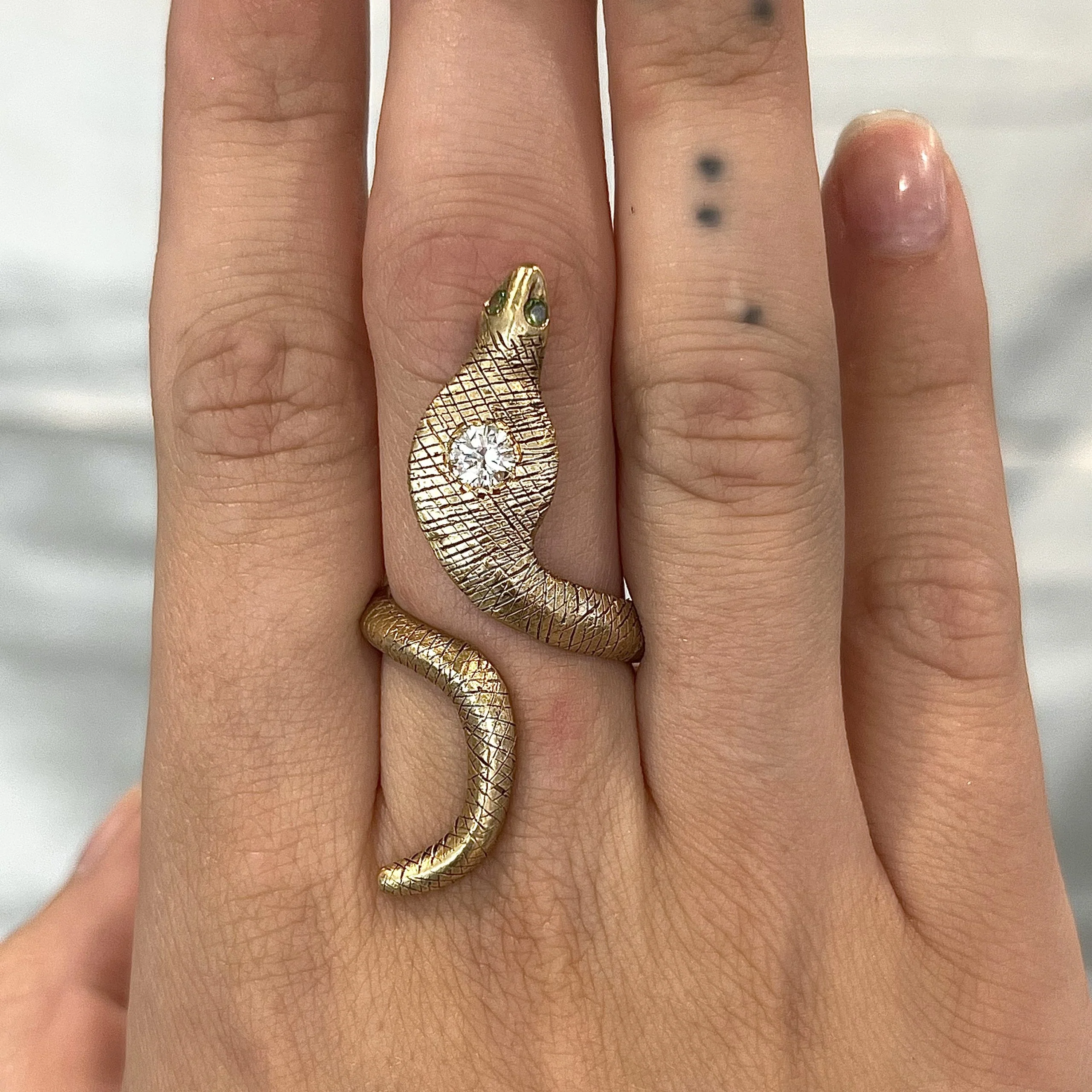 Dean Diamond Cobra Snake Ring in 14k Yellow Gold - Image 6
