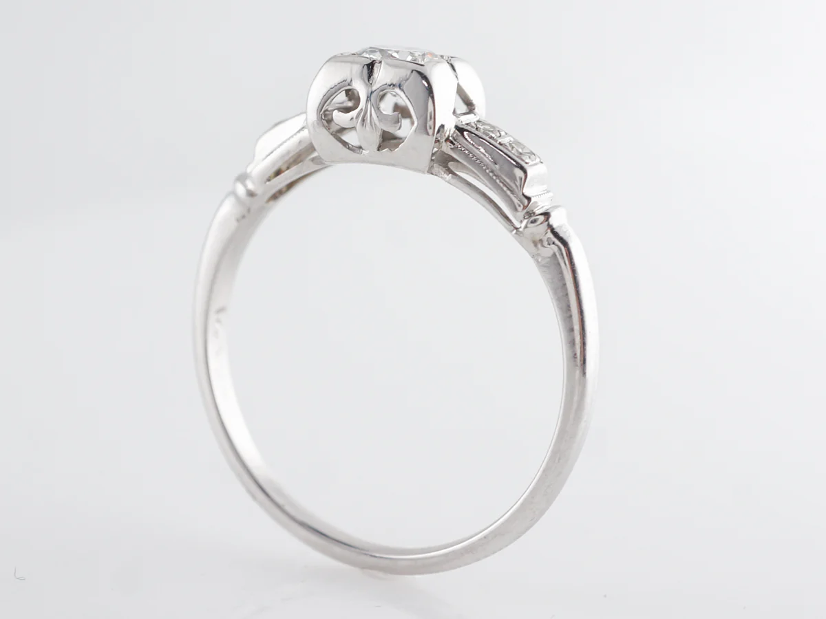 Deco .30 Old European Cut Engagement Ring in White Gold - Image 5