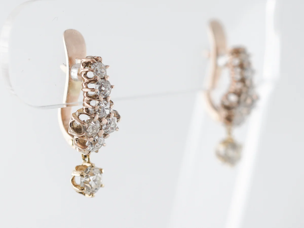 Deco Diamond Dangle Earrings in Yellow Gold - Image 3