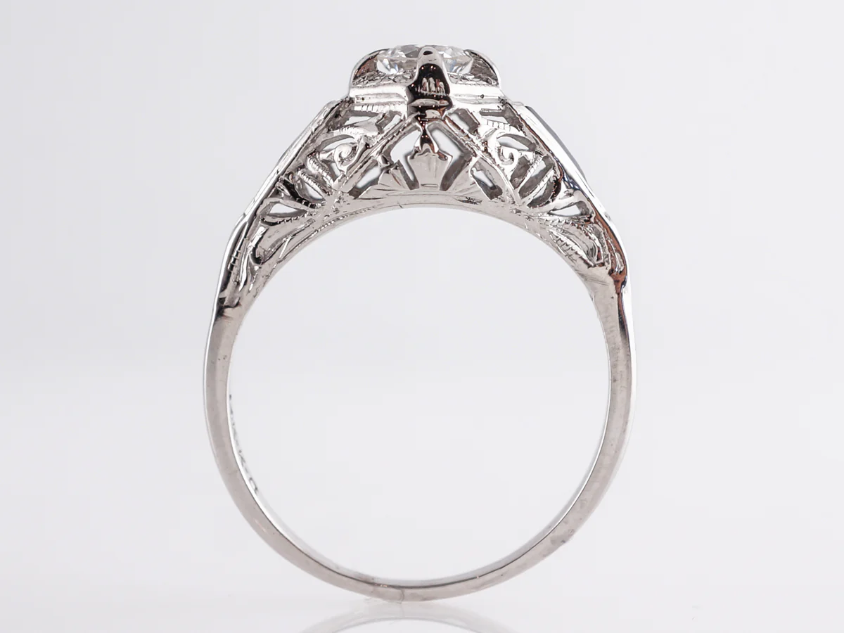 Deco Diamond & Sapphire Engagement in 14k White Gold - Image 4