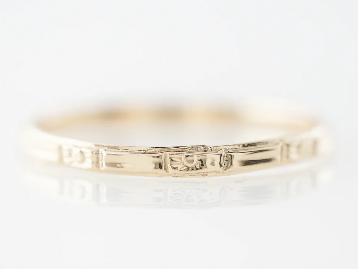 Deco Style Orange Blossom Wedding Band in 14k