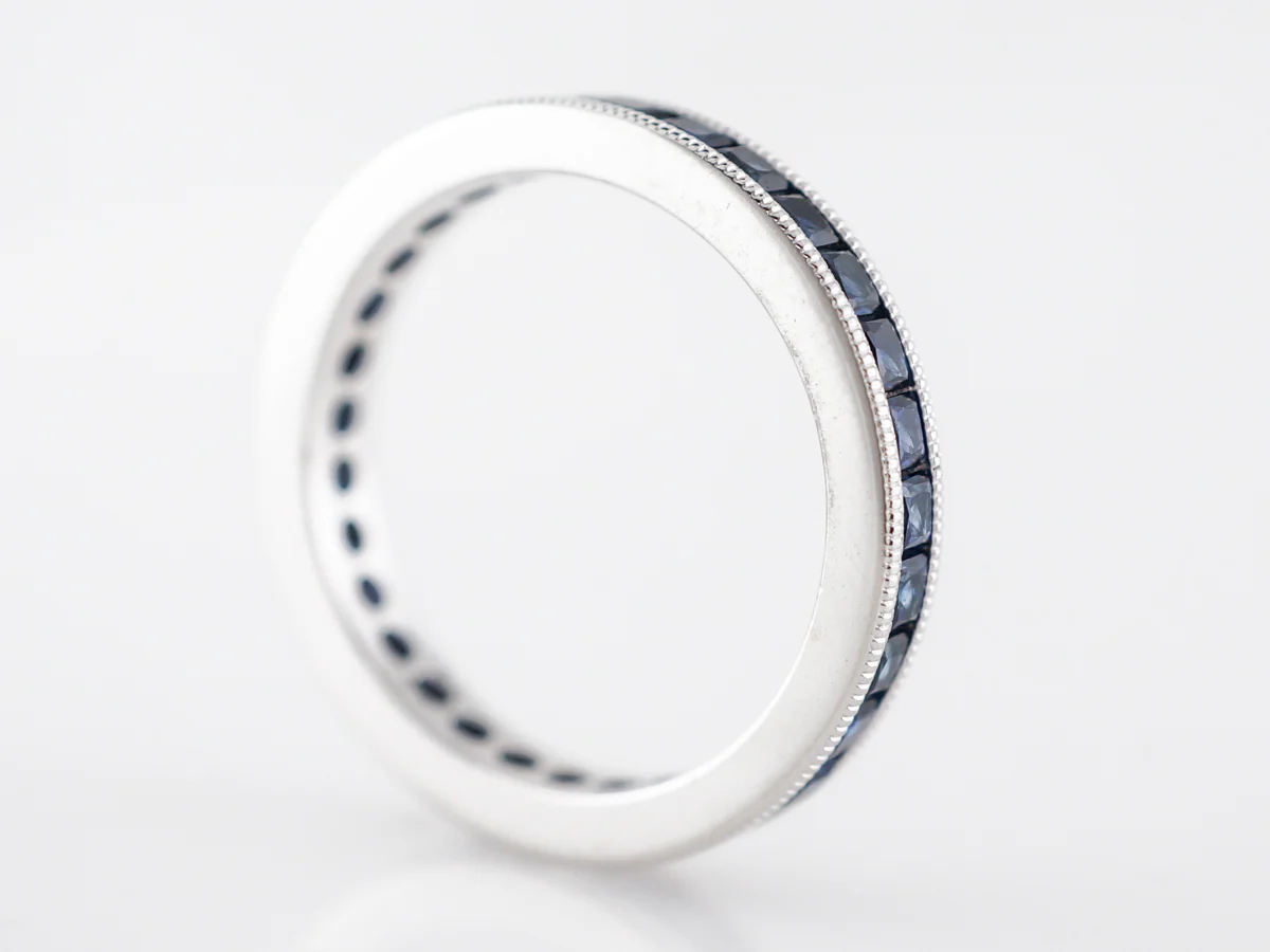 Deco Style Sapphire Band in 14k White Gold - Image 3