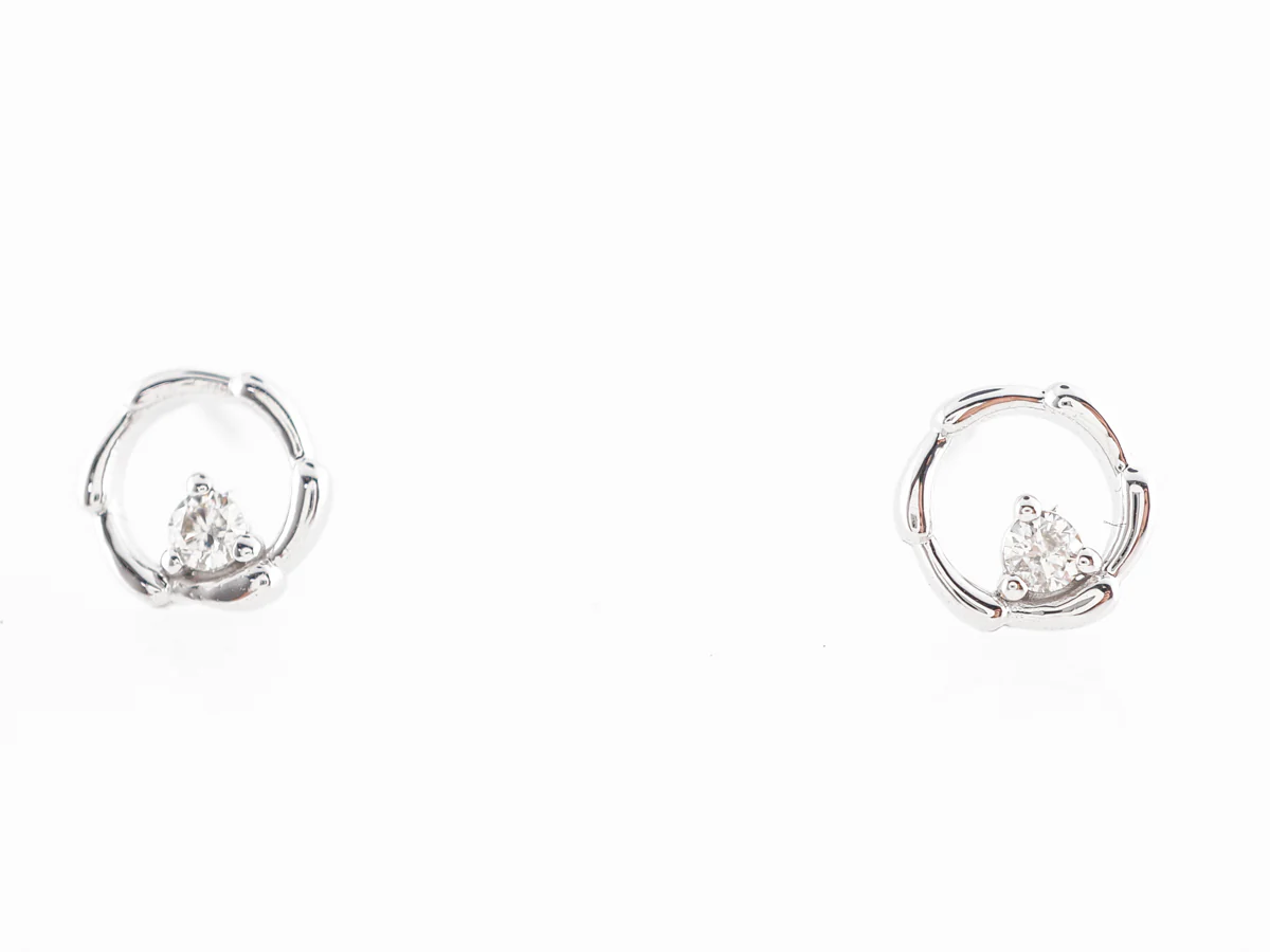 Delicate Diamond Hoop Earrings in 14k White Gold