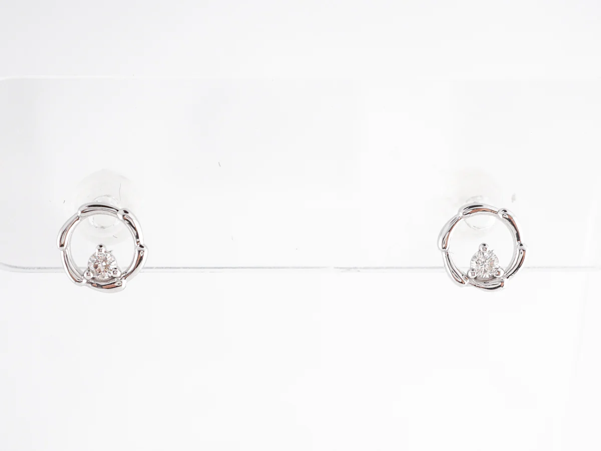 Delicate Diamond Hoop Earrings in 14k White Gold - Image 3