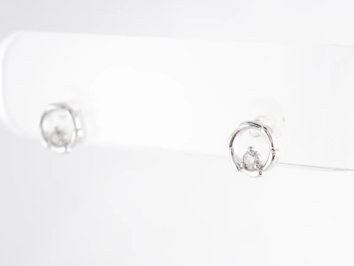 Delicate Diamond Hoop Earrings in 14k White Gold - Image 4