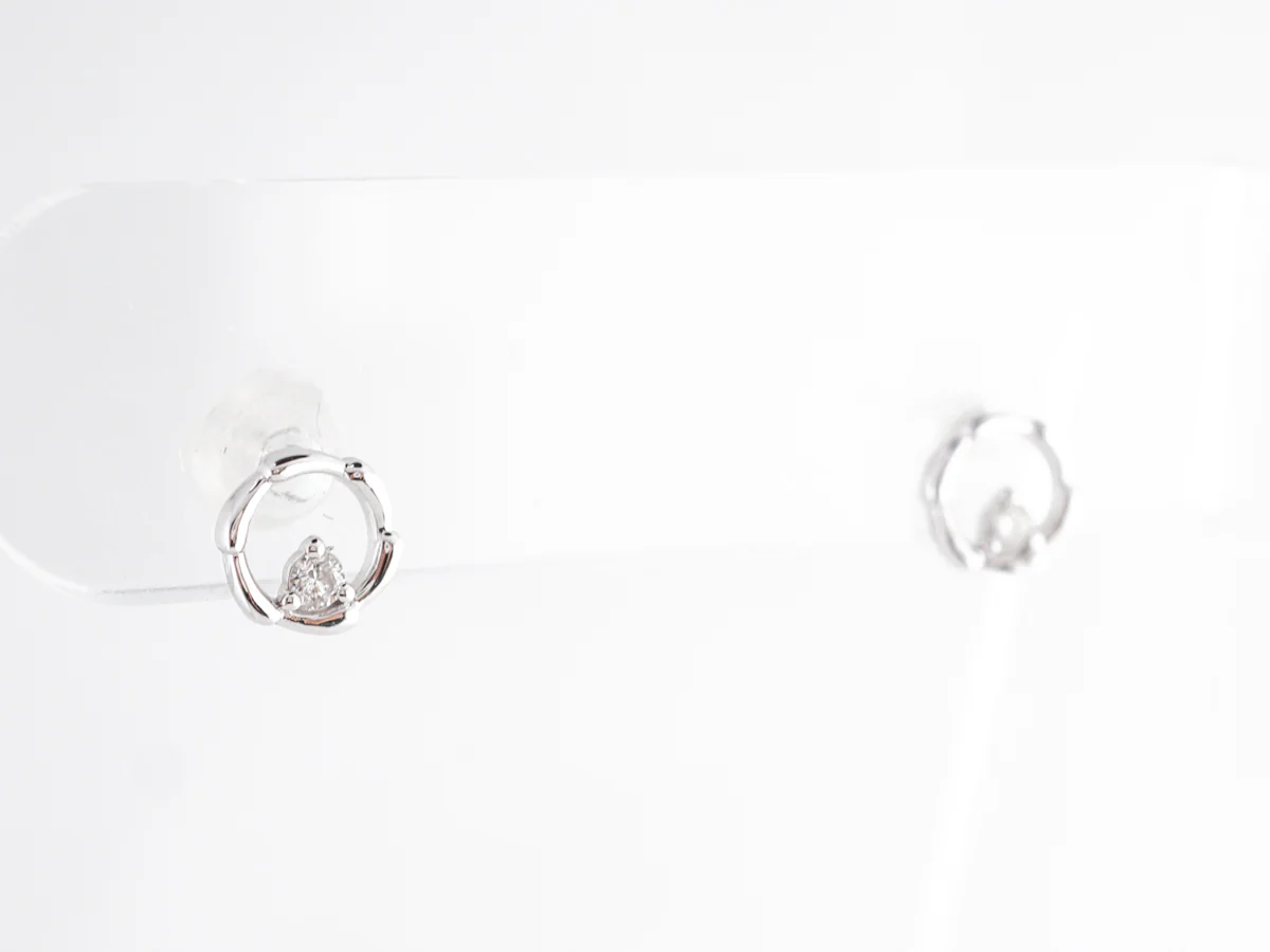 Delicate Diamond Hoop Earrings in 14k White Gold - Image 5