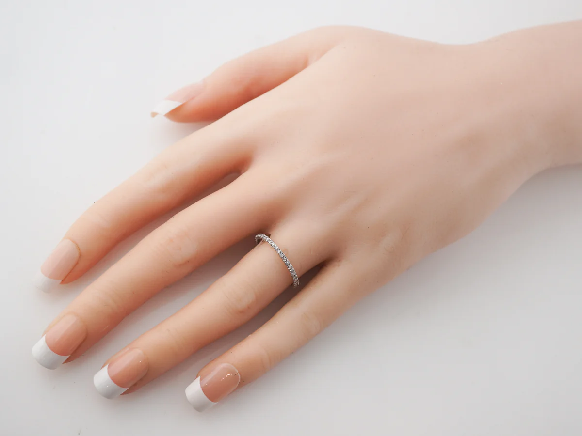 Delicate Diamond Wedding Band in 14k White Gold - Image 7