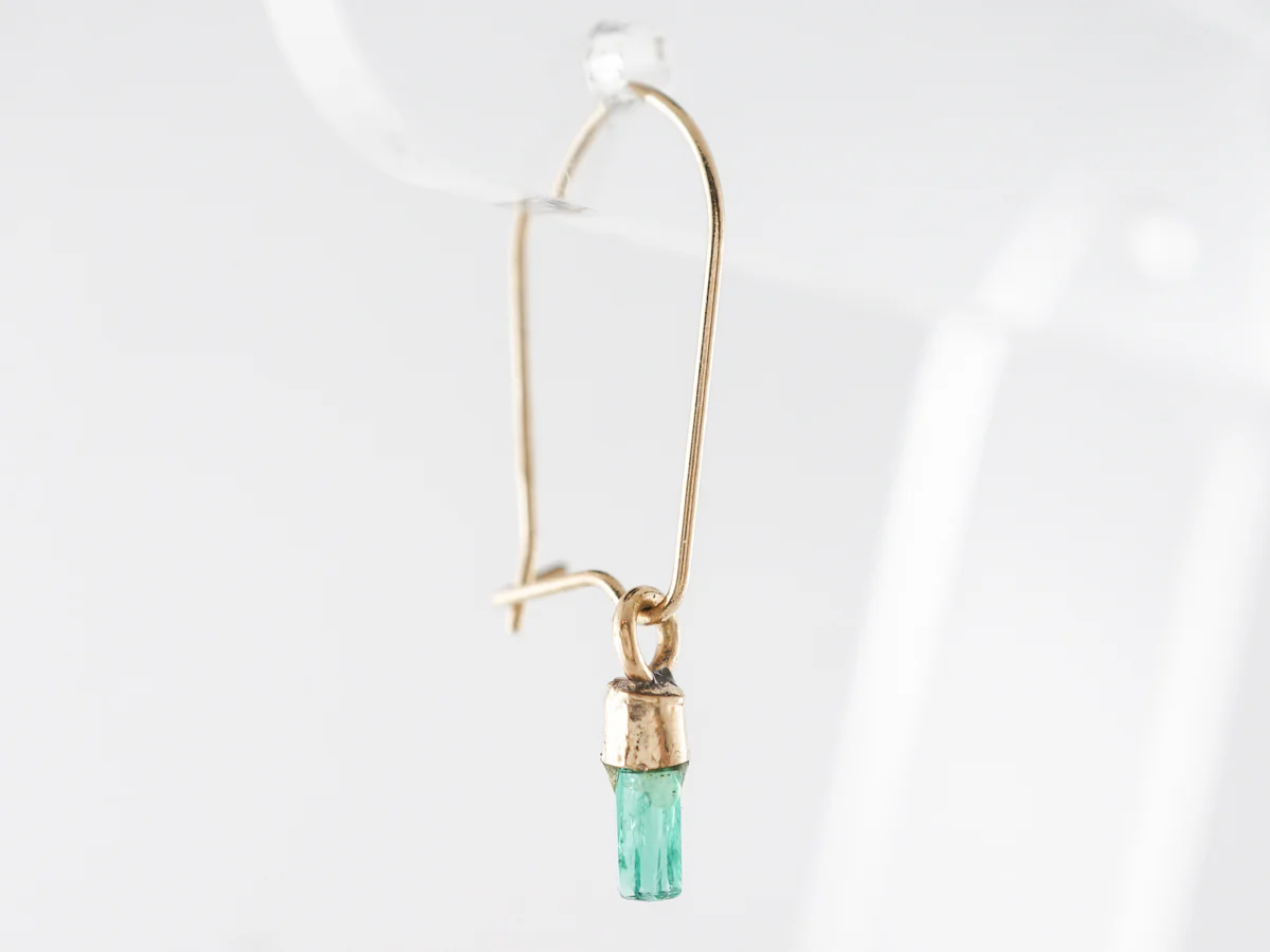 Delicate Emerald Dangle Earrings in 14k Yellow Gold - Image 4