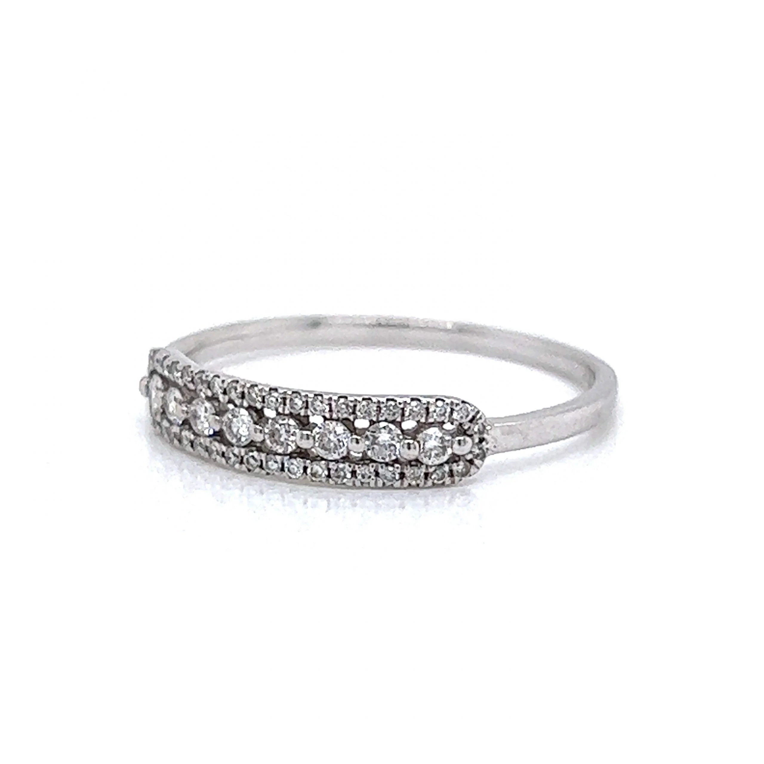 Delicate Pave Diamond Stacking Ring in 18k White Gold - Image 2