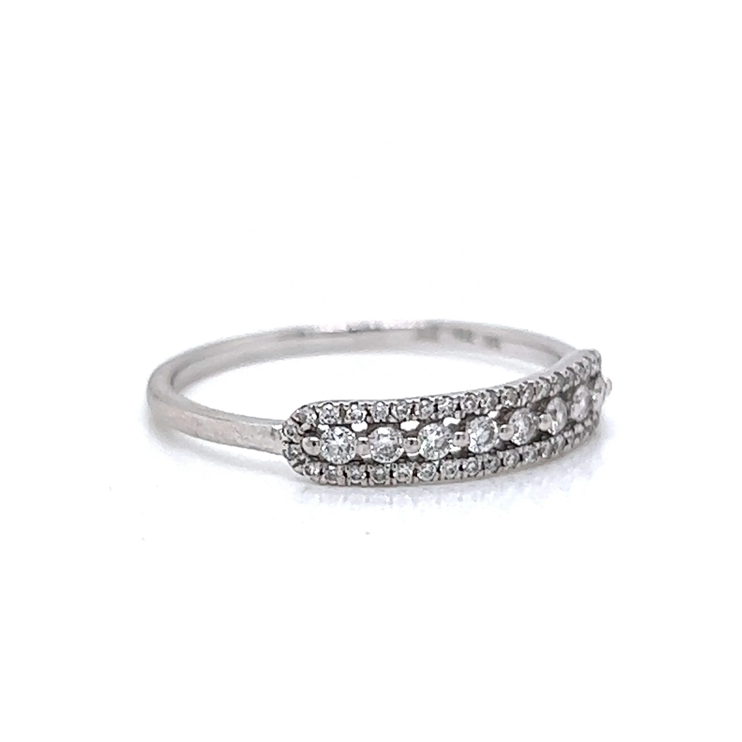 Delicate Pave Diamond Stacking Ring in 18k White Gold - Image 3