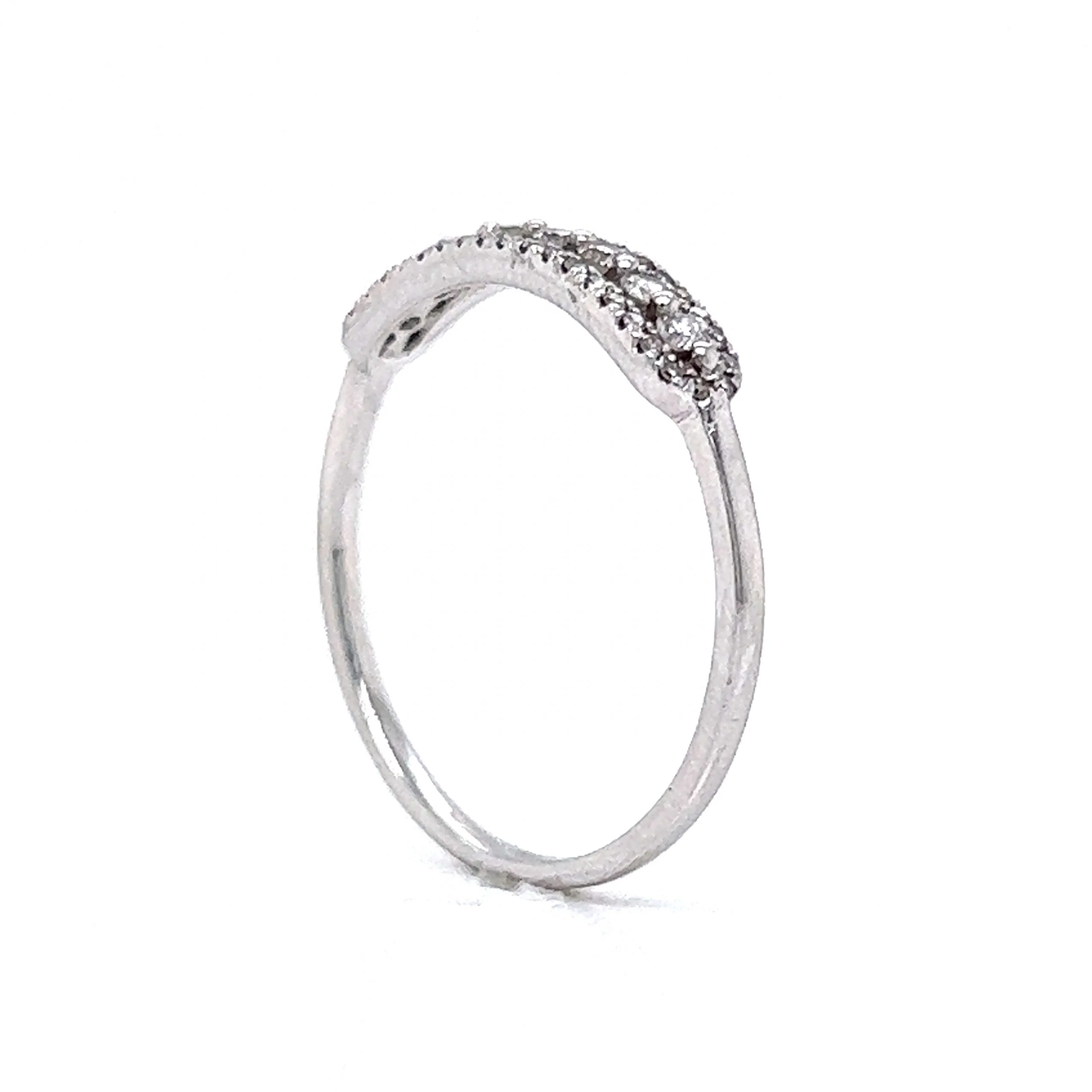 Delicate Pave Diamond Stacking Ring in 18k White Gold - Image 4
