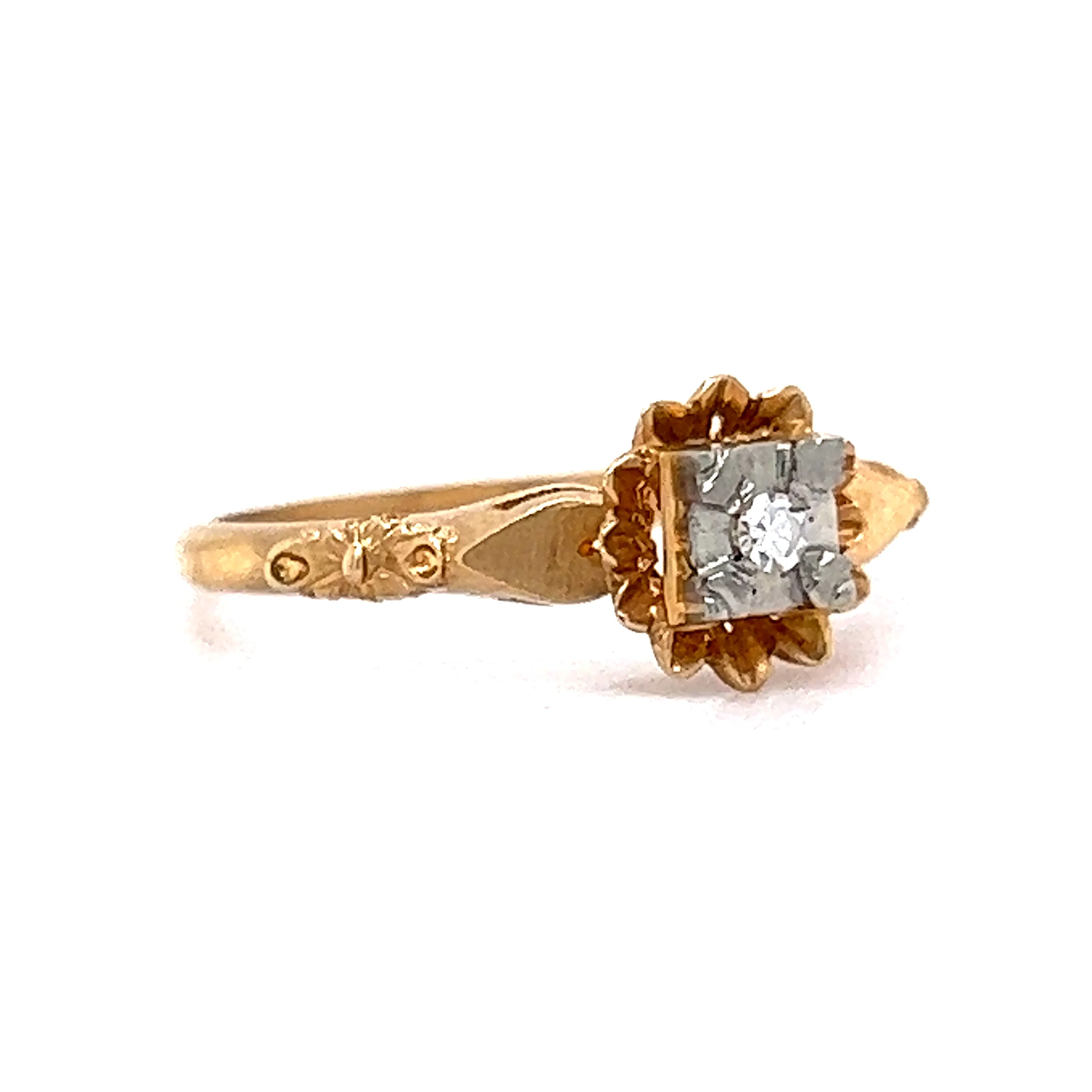 Delicate Retro Diamond Engagement Ring in 14k & 18k Gold - Image 3