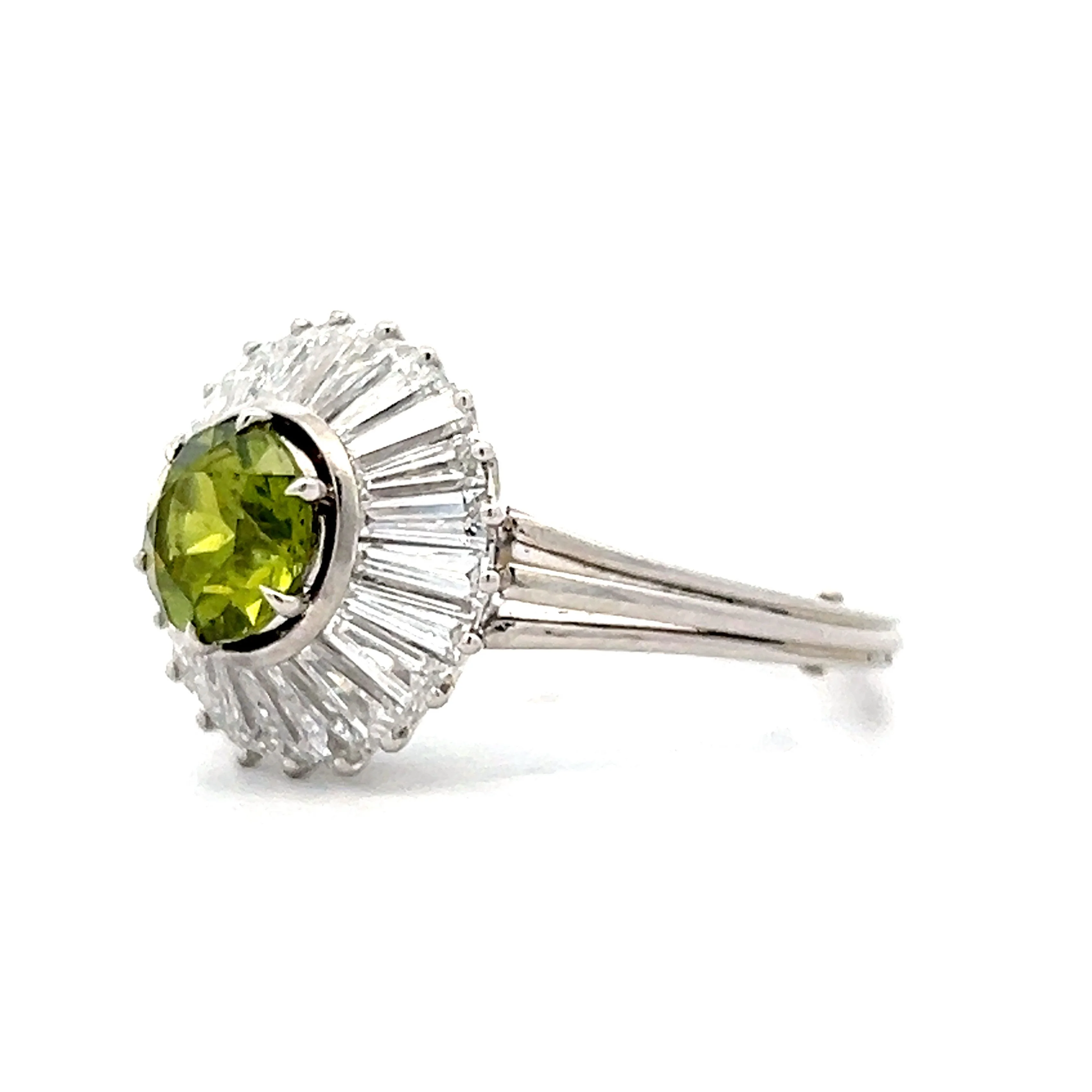 Demantoid Garnet & Diamond Cocktail Ring in Platinum - Image 2
