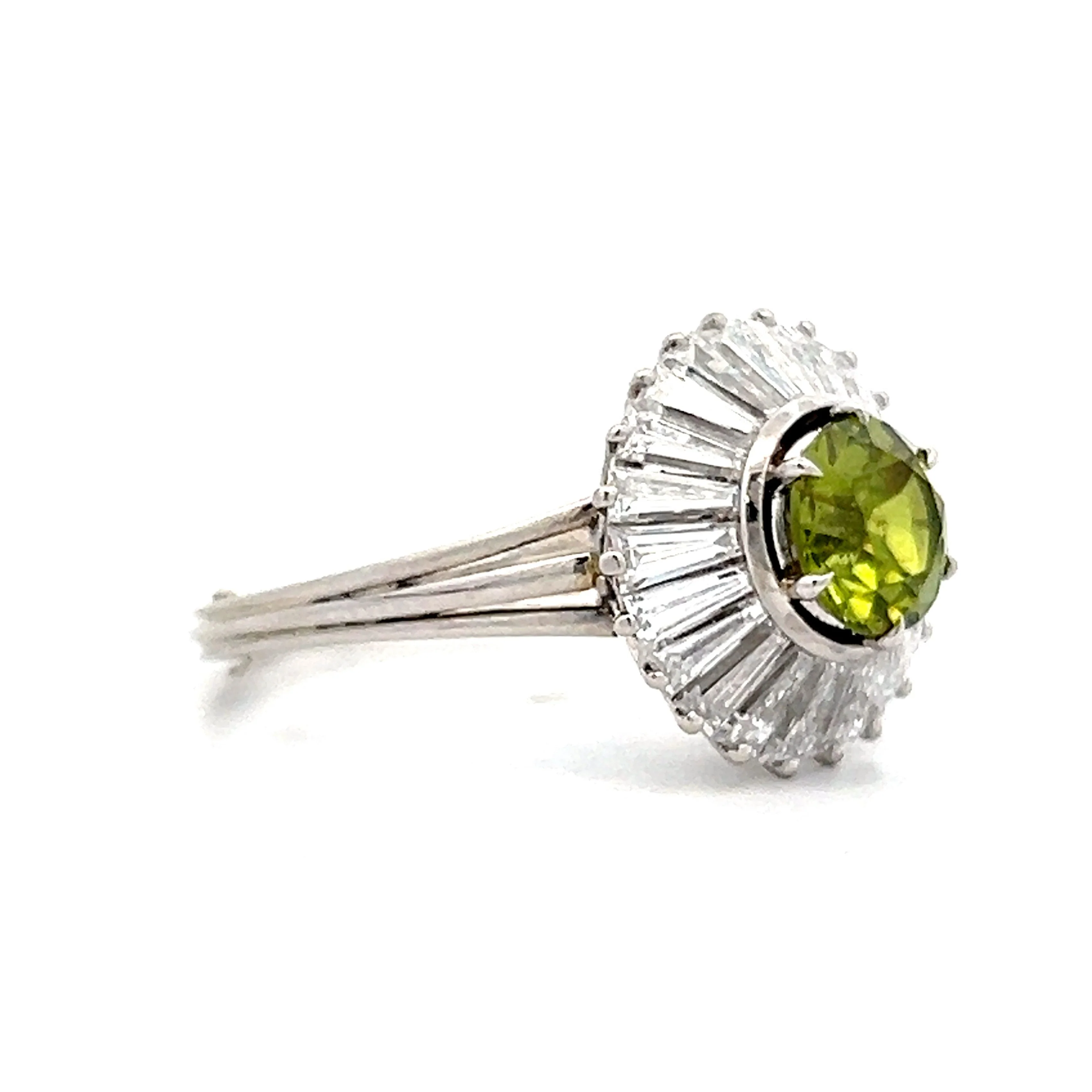 Demantoid Garnet & Diamond Cocktail Ring in Platinum - Image 3