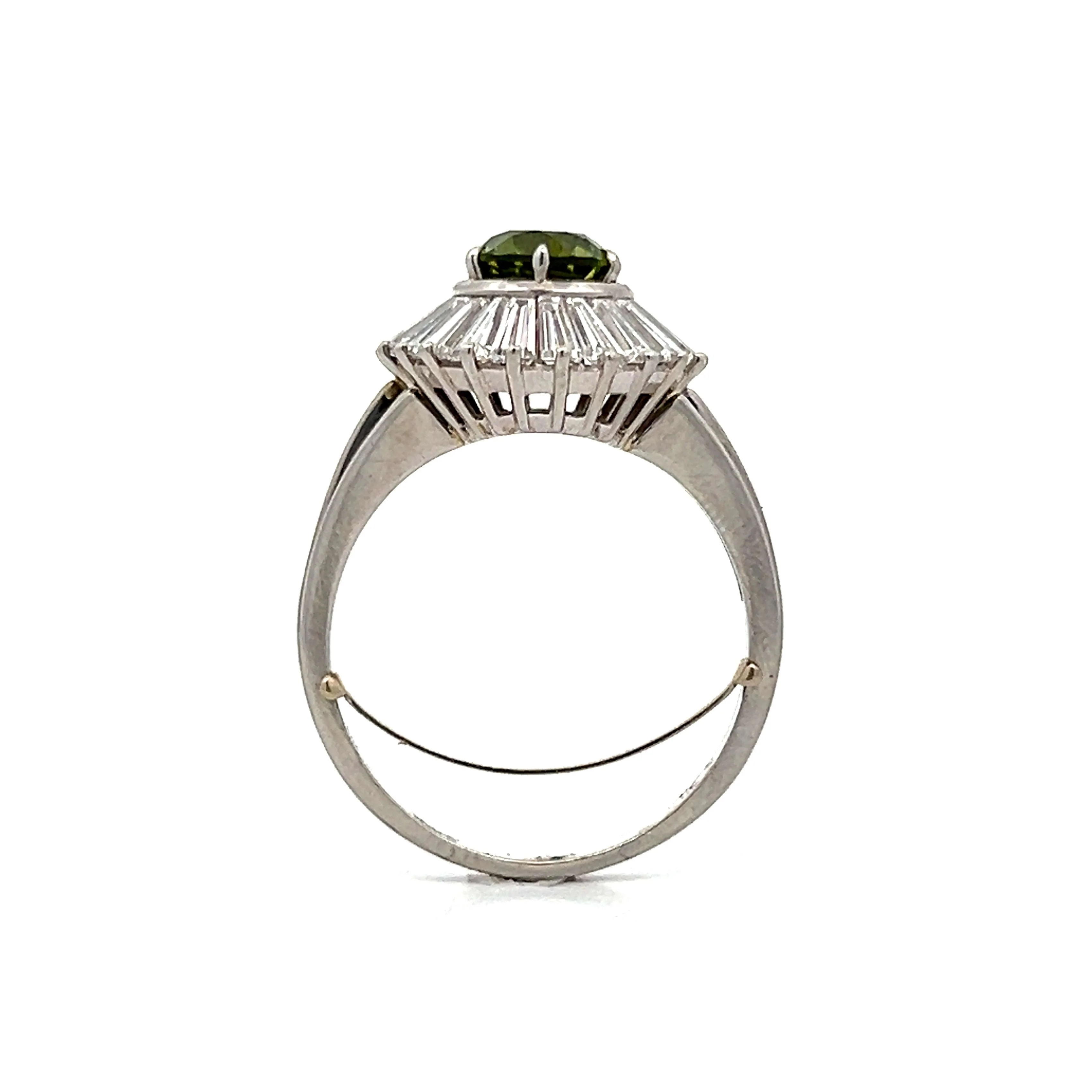 Demantoid Garnet & Diamond Cocktail Ring in Platinum - Image 4