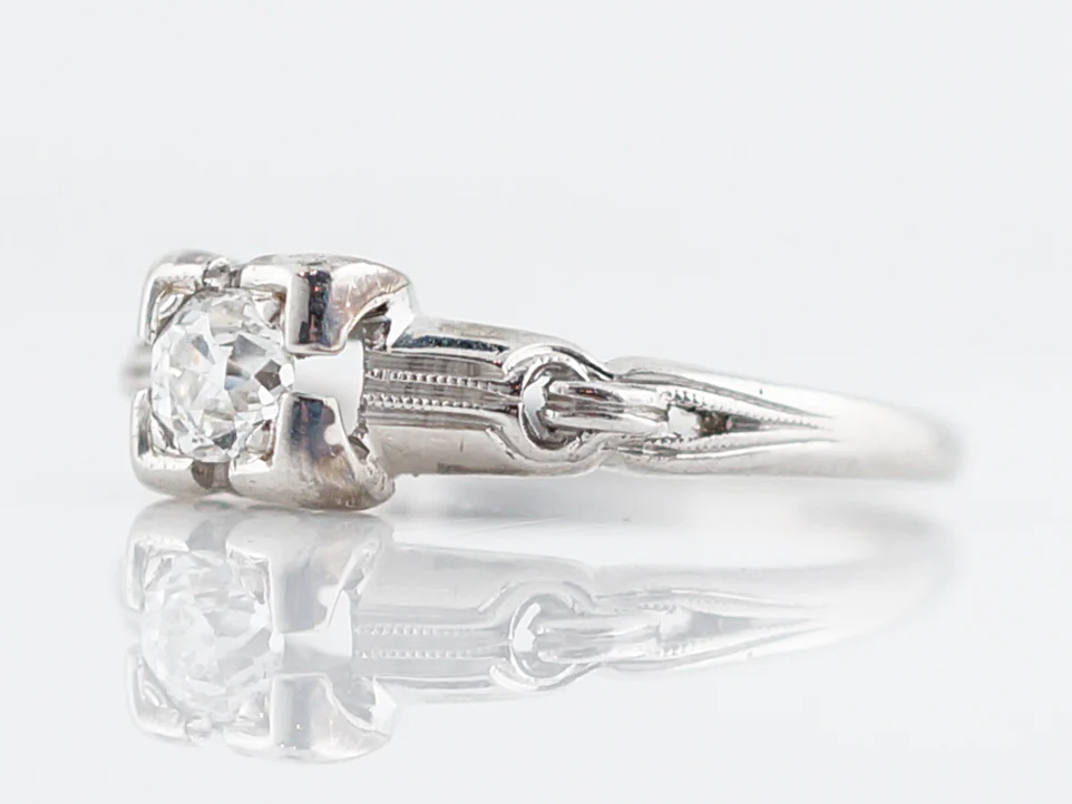 Detailed Old Euro Diamond Filigree Engagement Ring Art Deco - Image 3