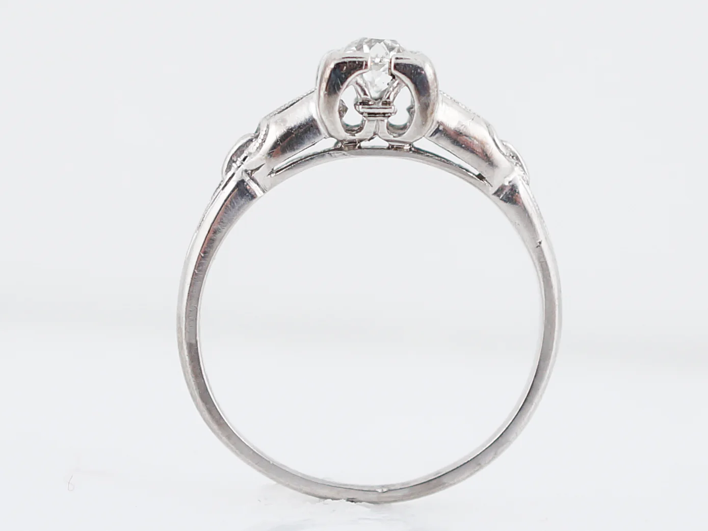 Detailed Old Euro Diamond Filigree Engagement Ring Art Deco - Image 7